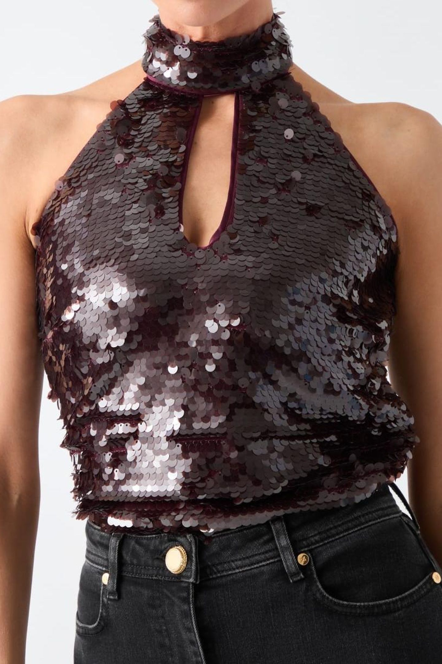 MISTY HALTER NECK SL SEQUINS REGAL PLUM M 3