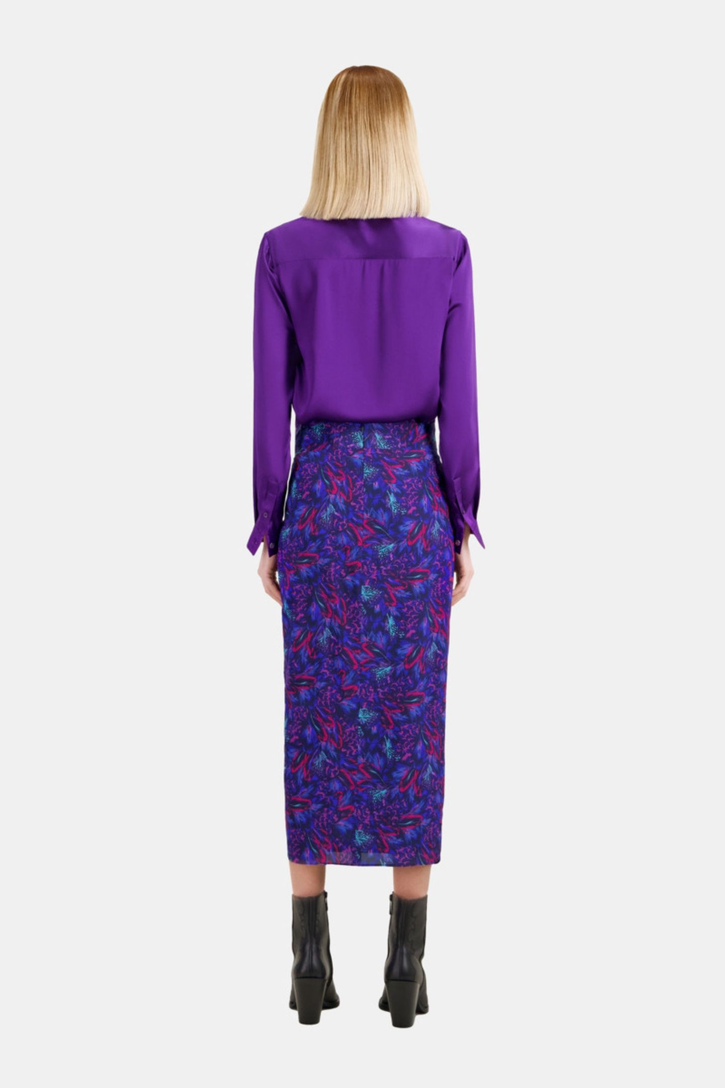 TIED MIDI SKIRT BLUE RED 4