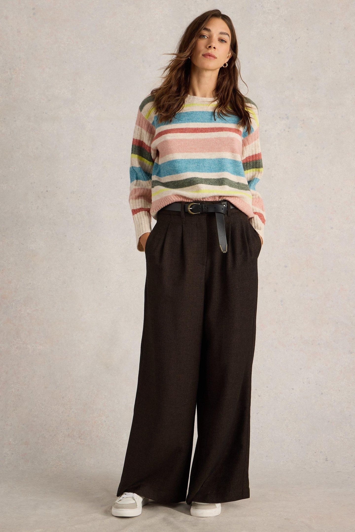 SASHA TWEEDY WIDE LEG TROUSER BROWN MULTI 1