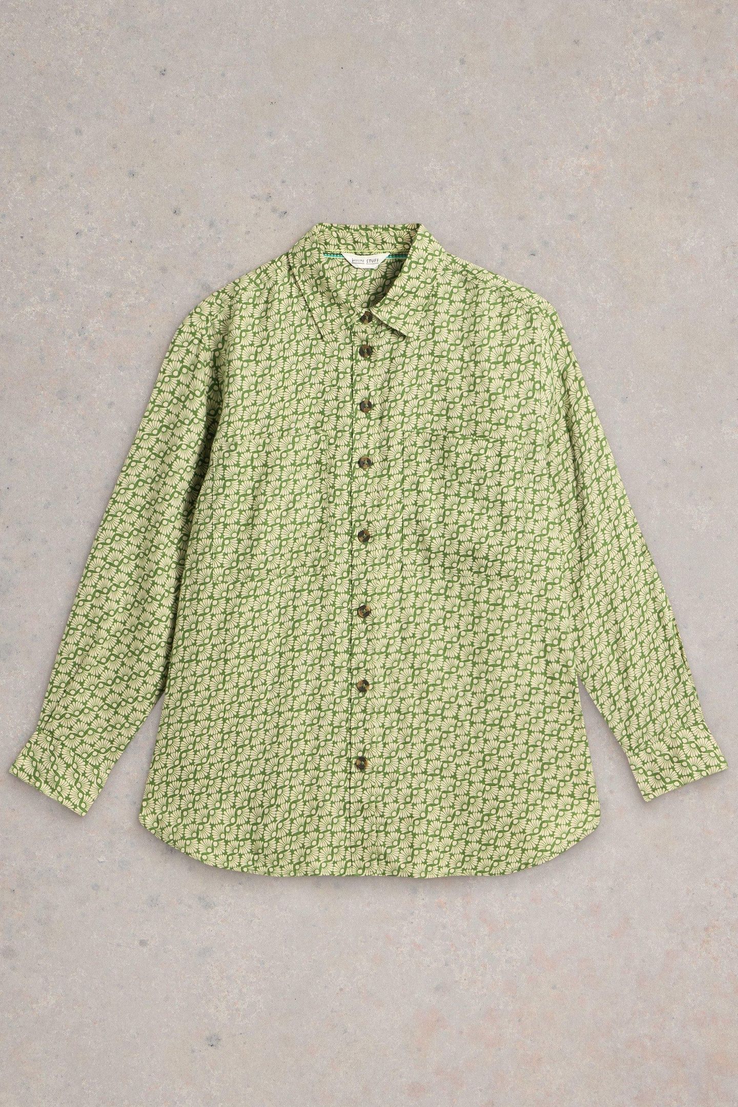 LYDIA LINEN SHIRT GREEN PRINT 4