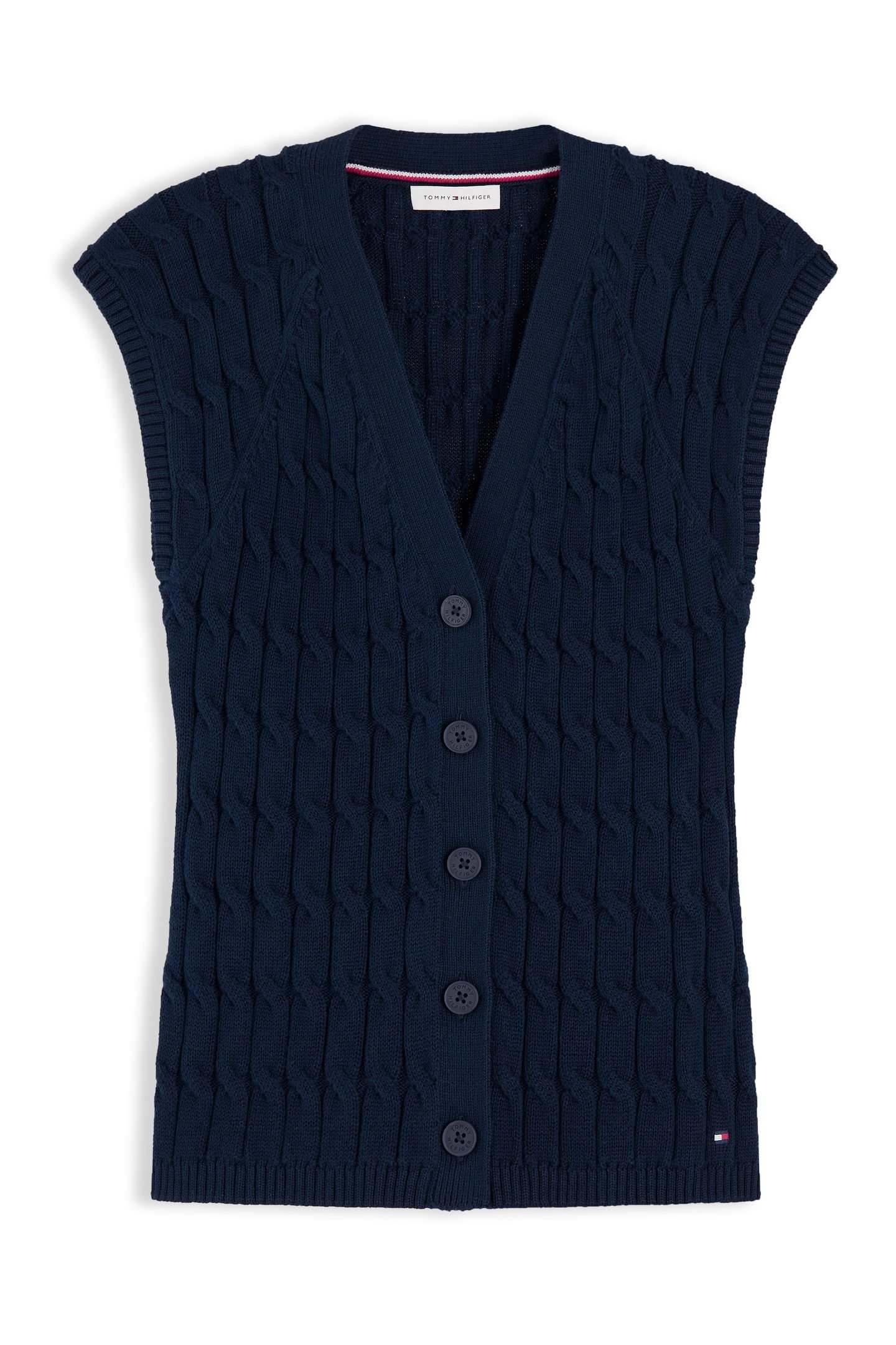 MID CABLE VEST CARDIGAN DARK NIGHT NAVY 4