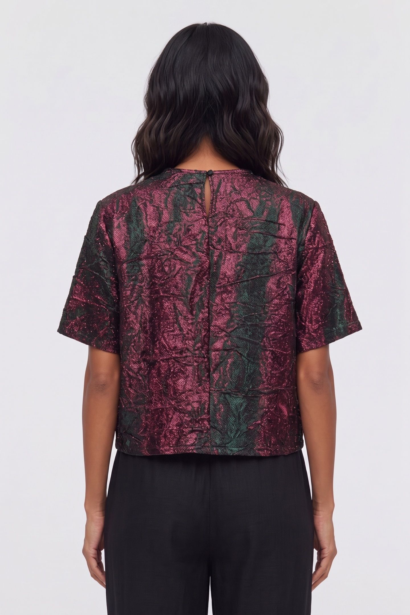 JAQUARD LUREX TOP RED/GREEN 2