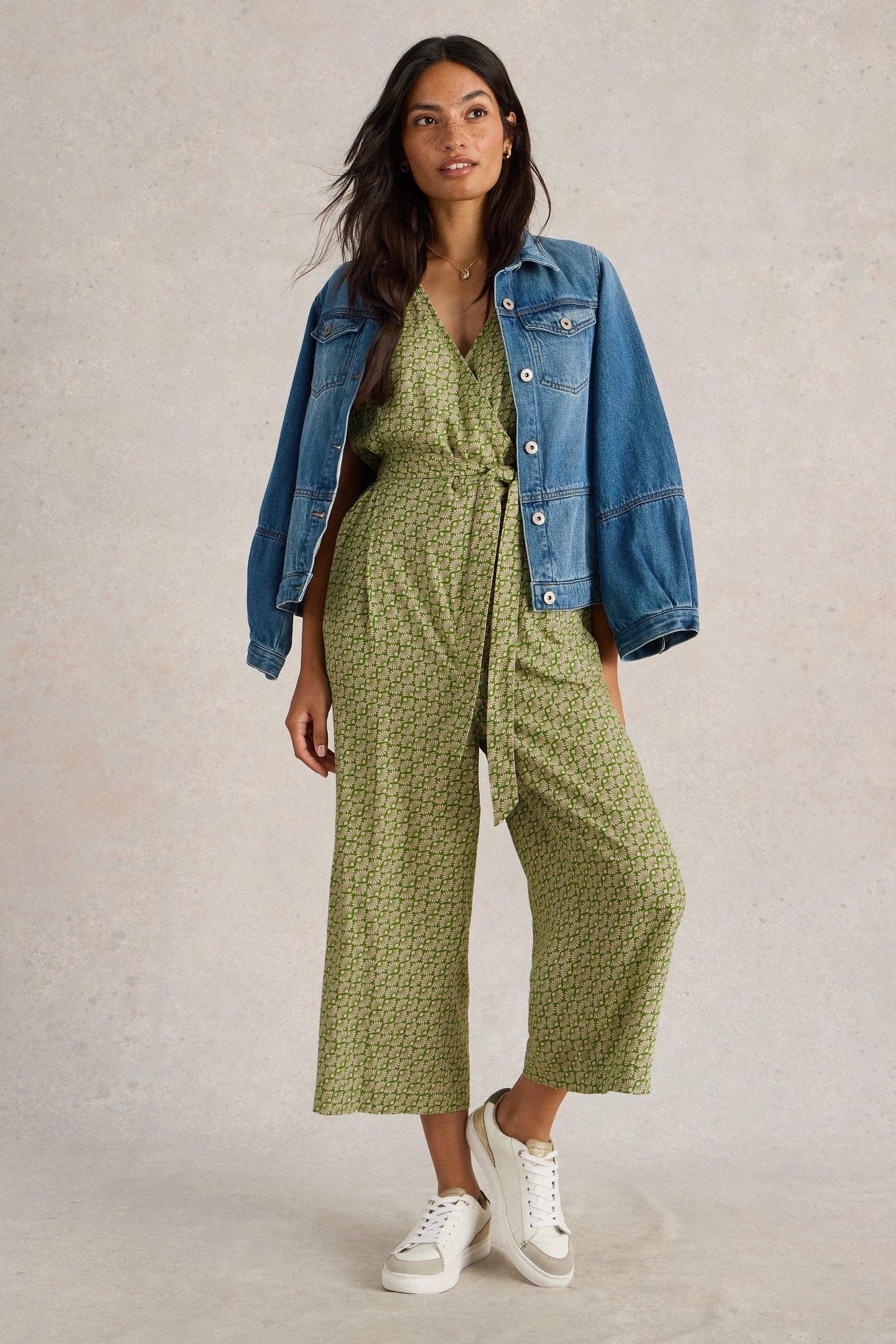 VERITY LINEN BLEND JUMPSUIT GREEN PRINT 1