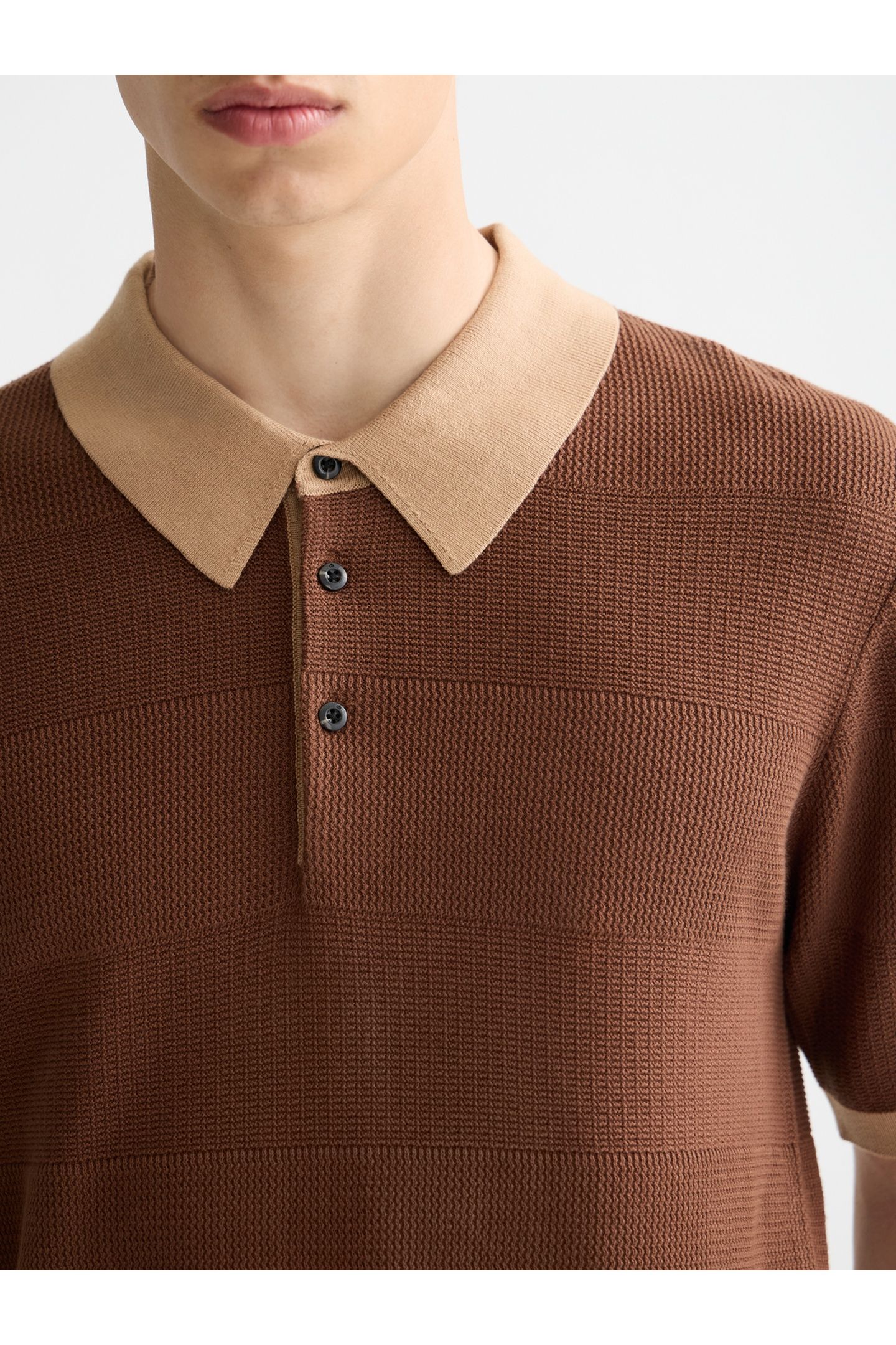 KNITTED TONE ON TONE STRIPED REGULAR FIT POLO SOFT SILT 7
