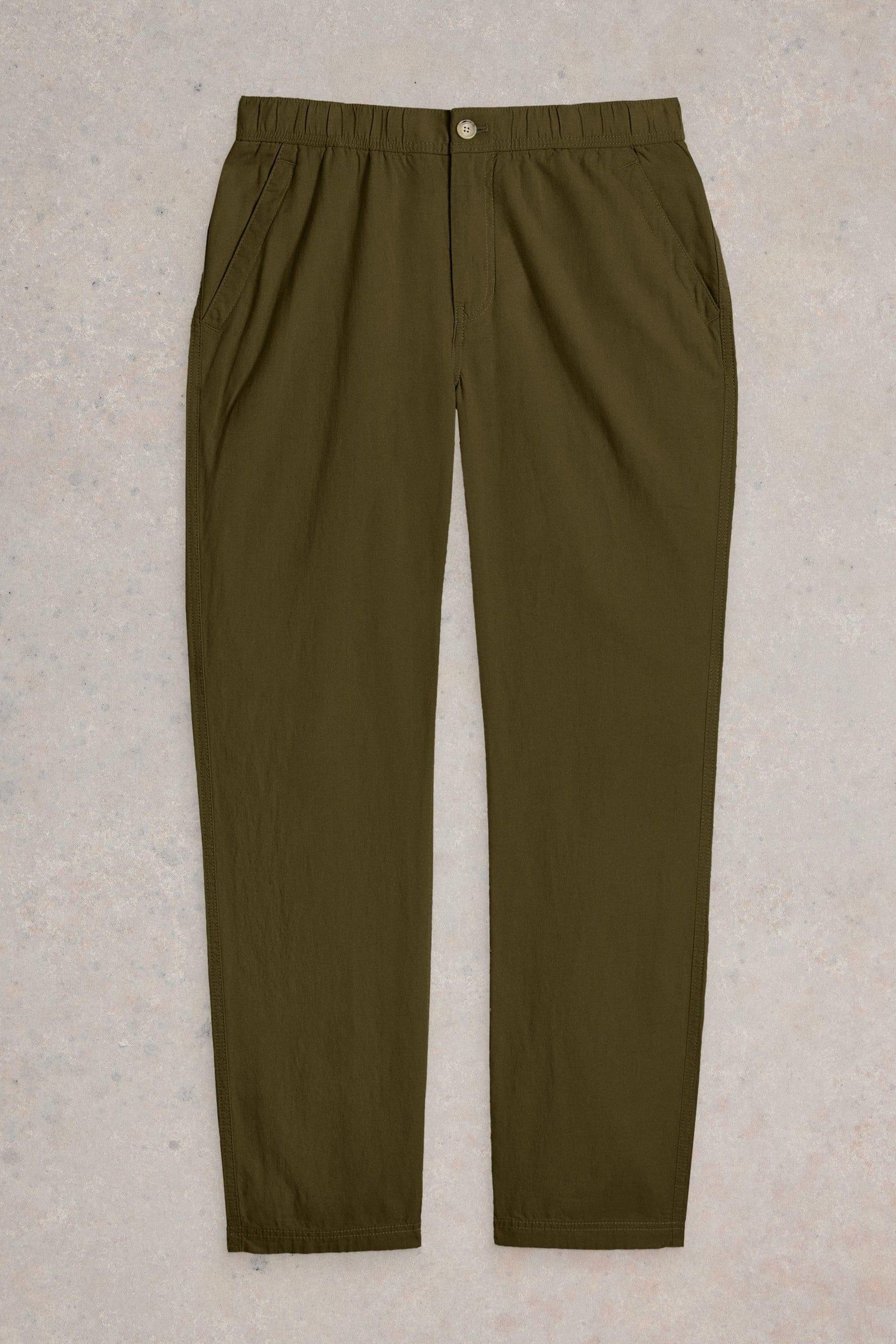 DRAWSTRING LINEN BLEND TROUSER KHAKI GREEN 3