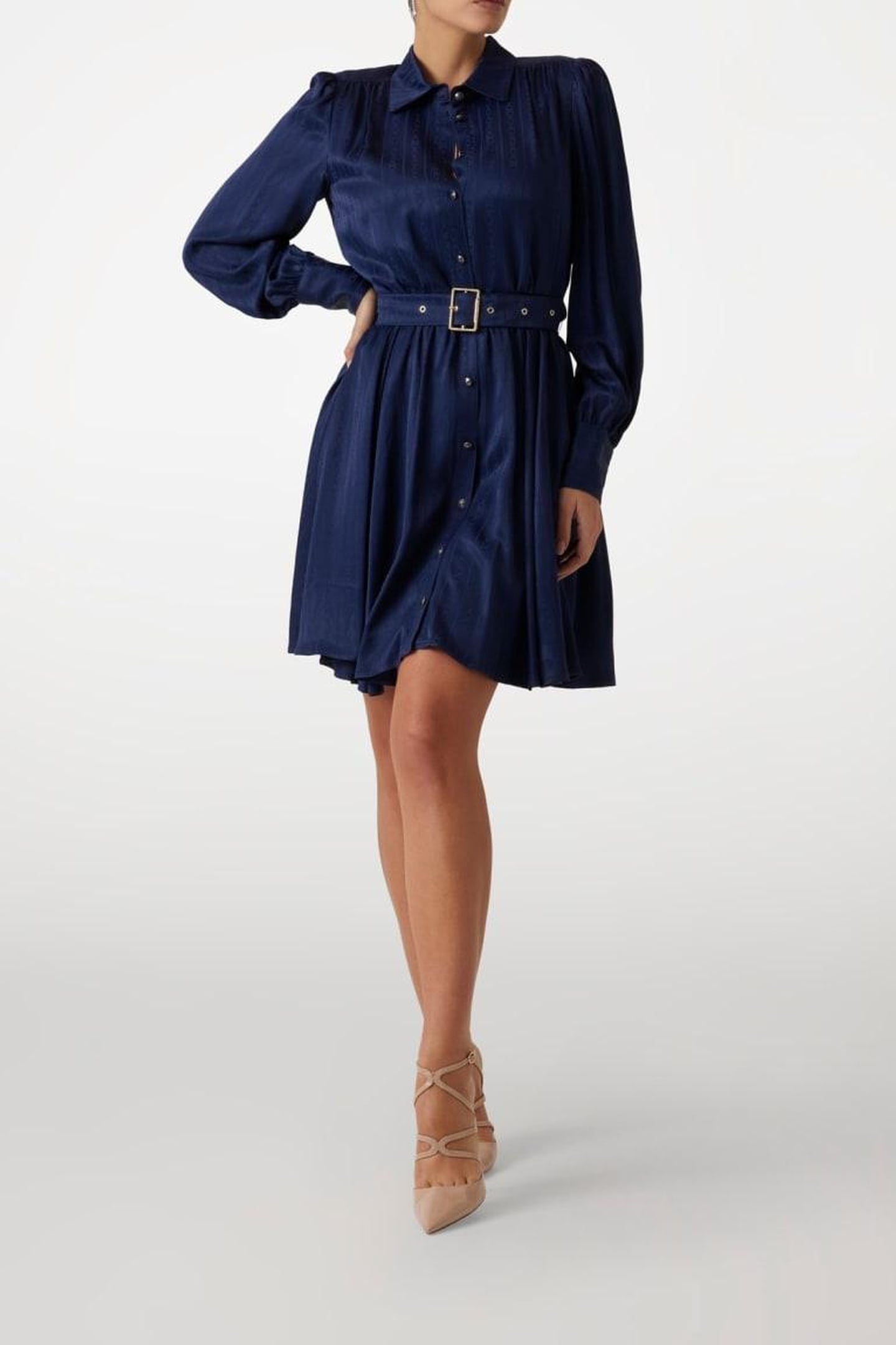 STELLA FLARED DRESS NAVY MONOGRAM JACQAU 2