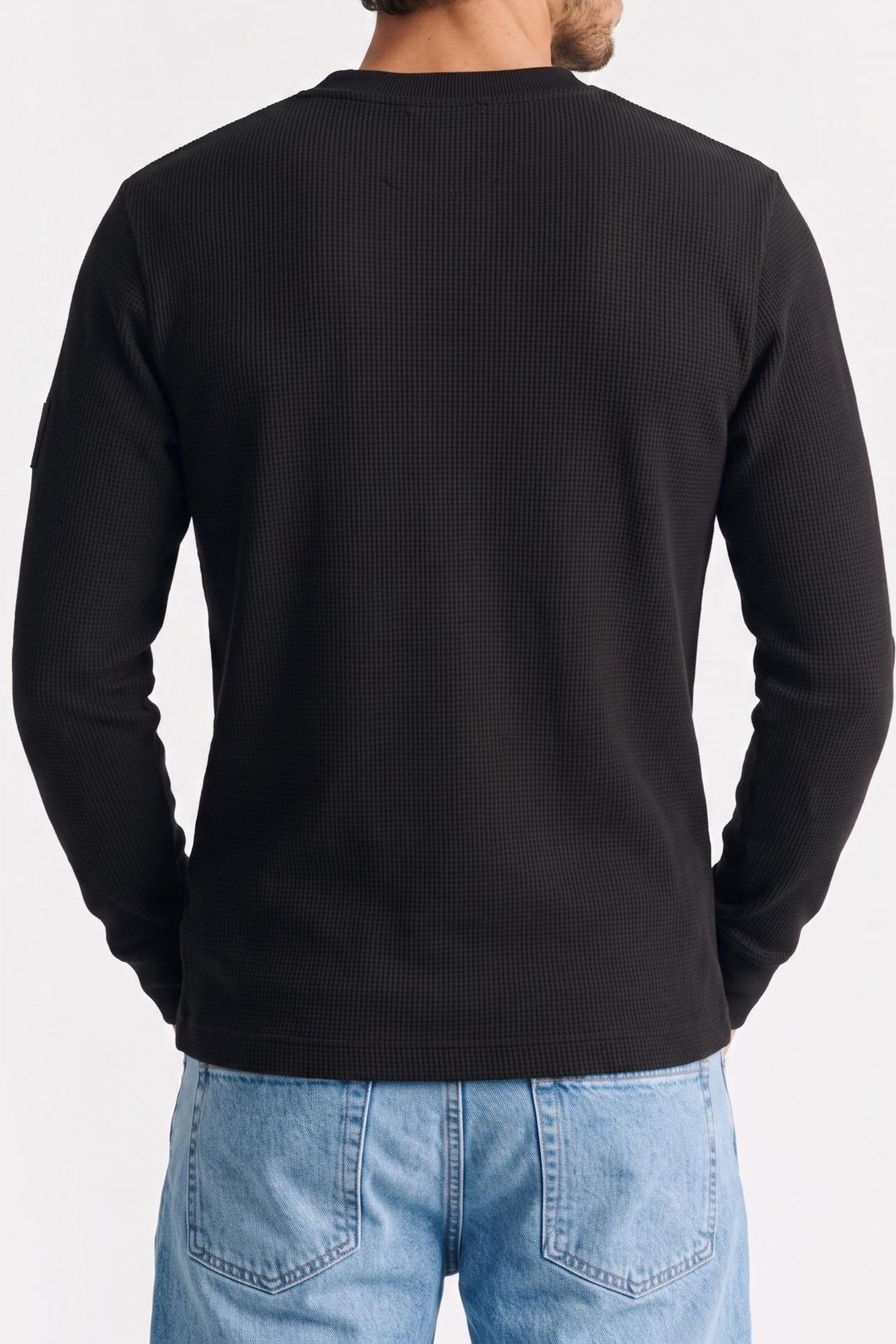 BADGE WAFFLE LONG SLEEVE TEE BLACK 2