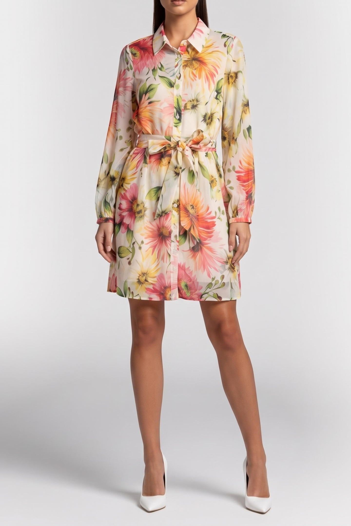 GUESS ECO LS FAITH DRESS PAINTED DAISIES PRIN 1
