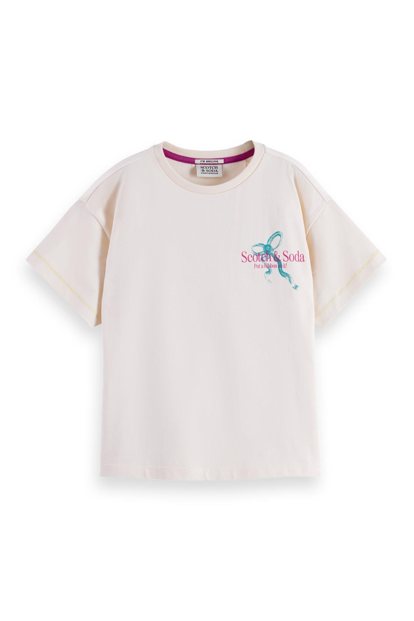 GIRLS LOOSE-FIT T-SHIRT WITH FRONT AND BACK ARTWORK EGGNOG 1