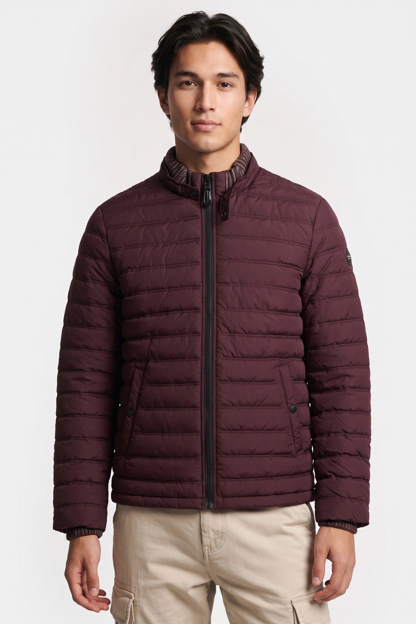JACKET SHORT FIT PADDED AUBERGINE 1