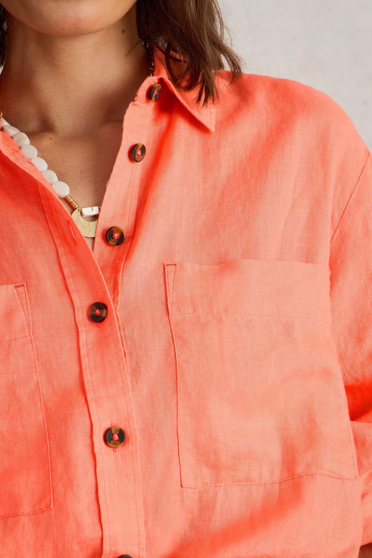 LYDIA LINEN SHIRT BRIGHT ORANGE 5