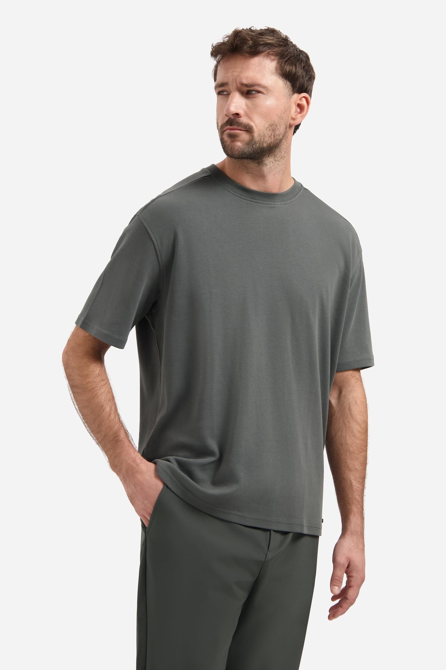 T-SHIRT CREWNECK SOLID HEAVY INTERLOCK DARK STEEL 1