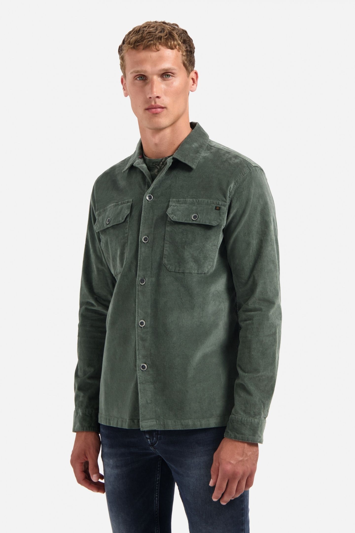 OVERSHIRT BUTTONS TWILL DARK GREEN 2