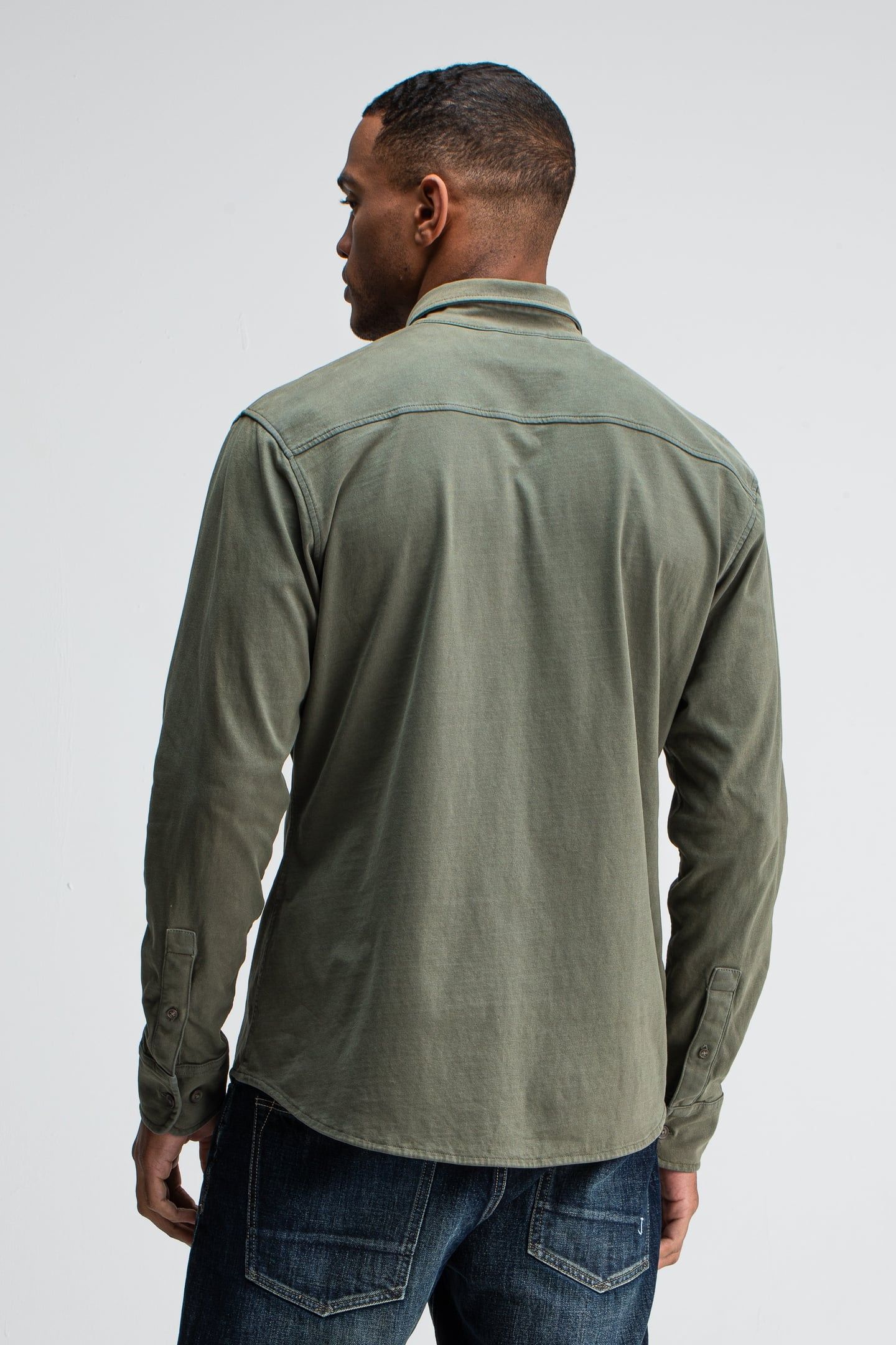 AIDAN PEACHED JERSEY SHIRT DK. GRANITE GREEN 2