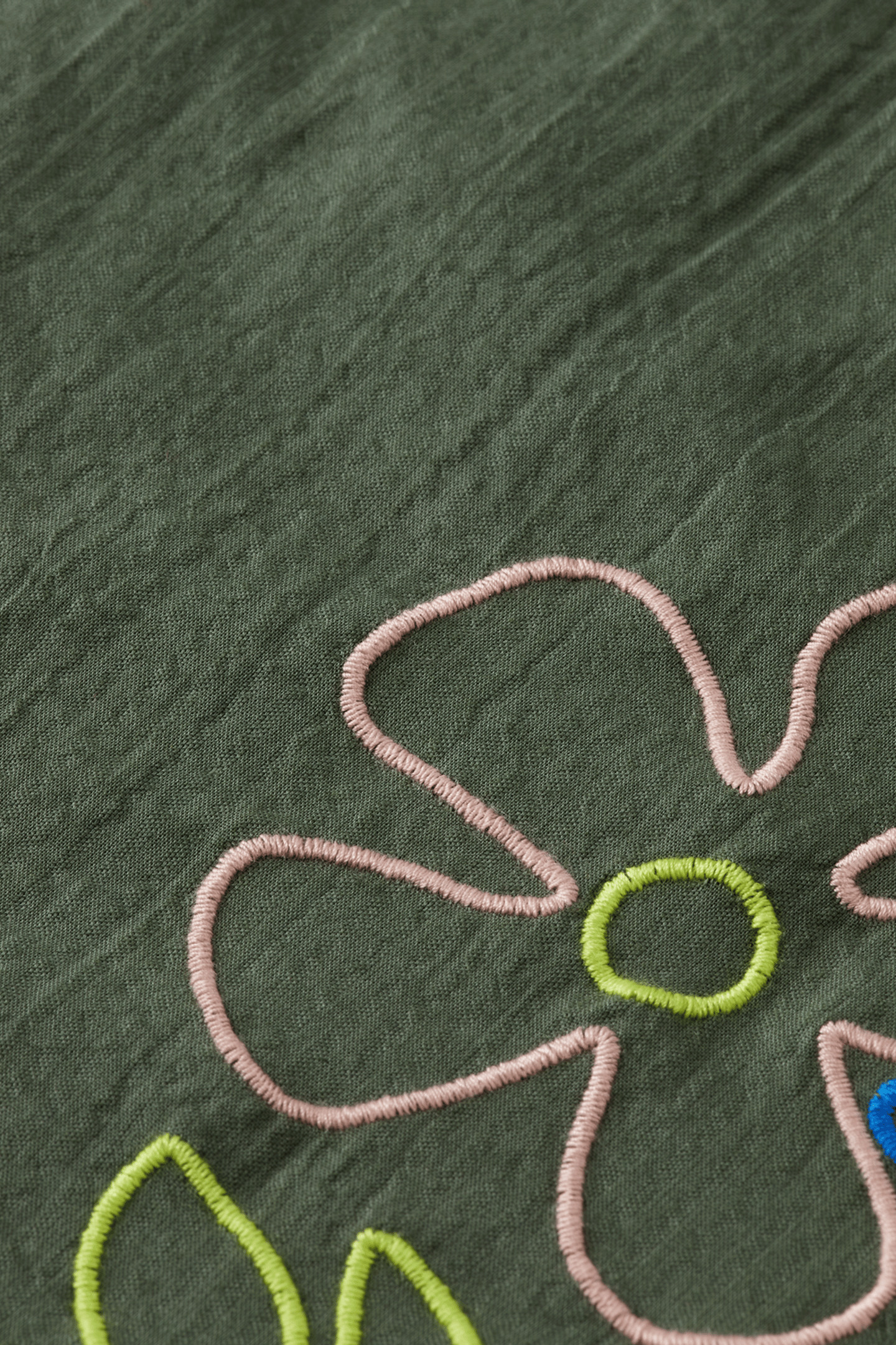GIRLS SEERSUCKER EMBROIDERED DRESS THYME 3
