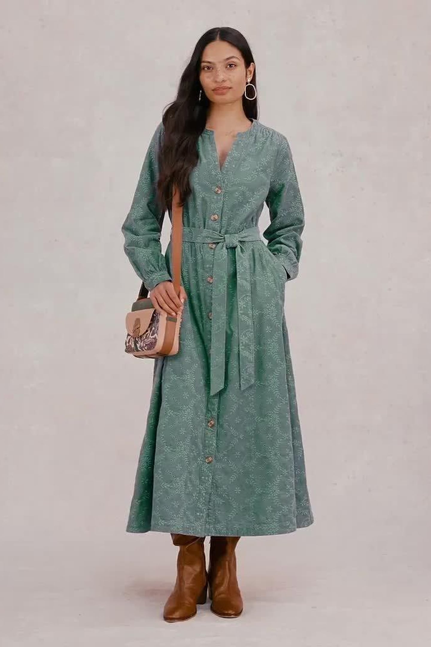 FLORENCE CORD DRESS DUSTY GREEN 1