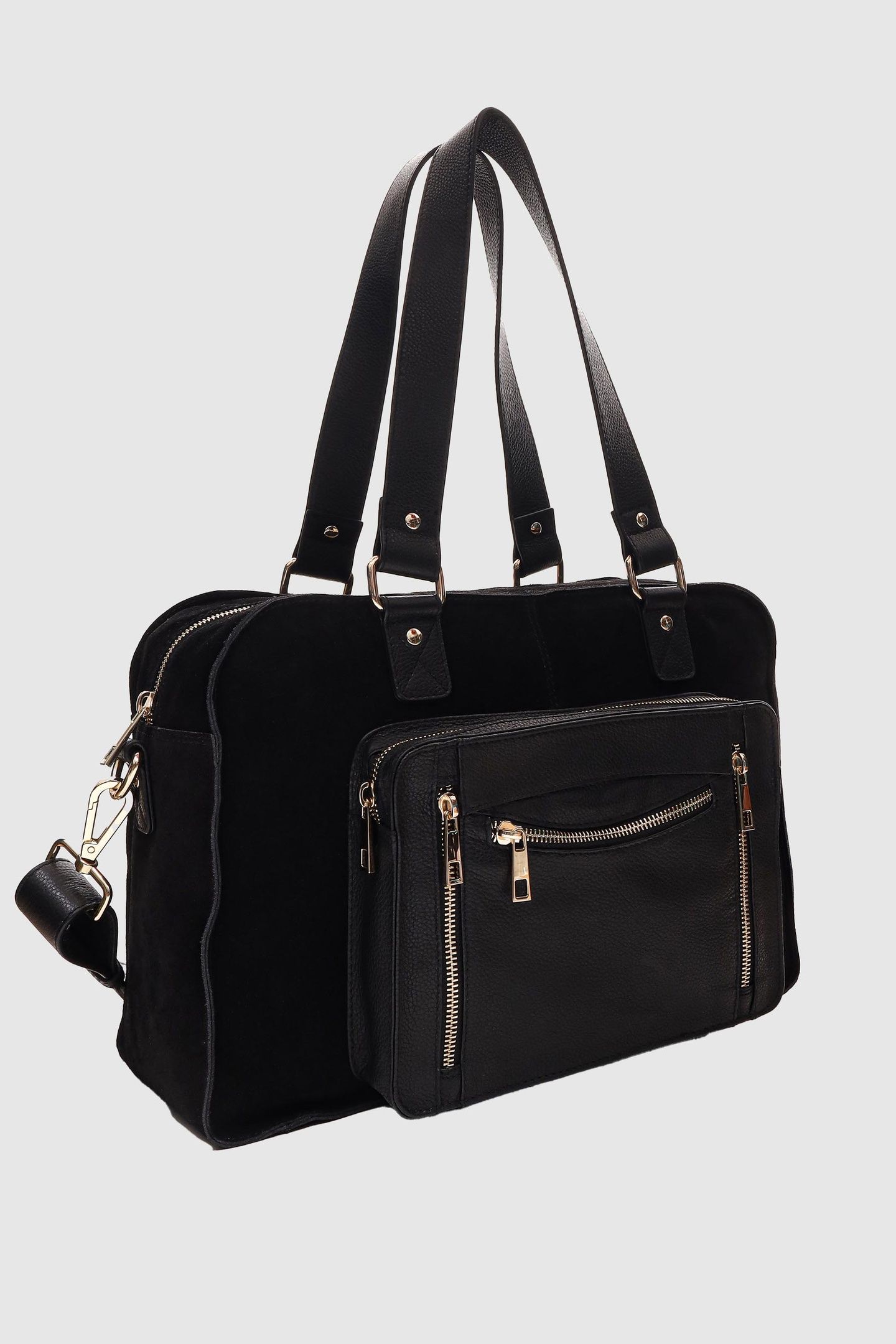 MILLE SUEDE MIX BLACK W. GOLD 2