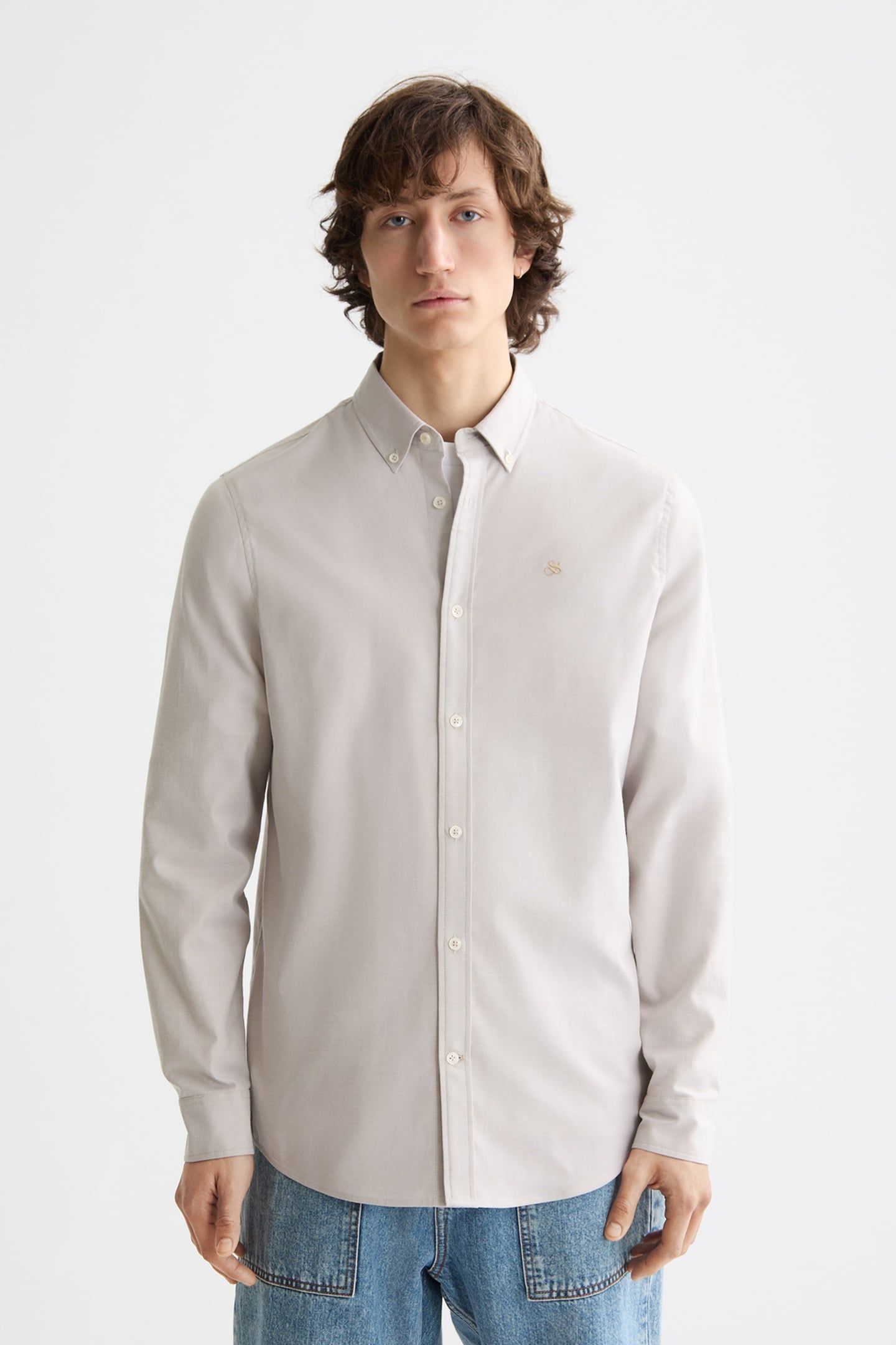 SEASONAL CORE - SOLID REGULAR-FIT OXFORD SHIRT PLAZA TAUPE 1