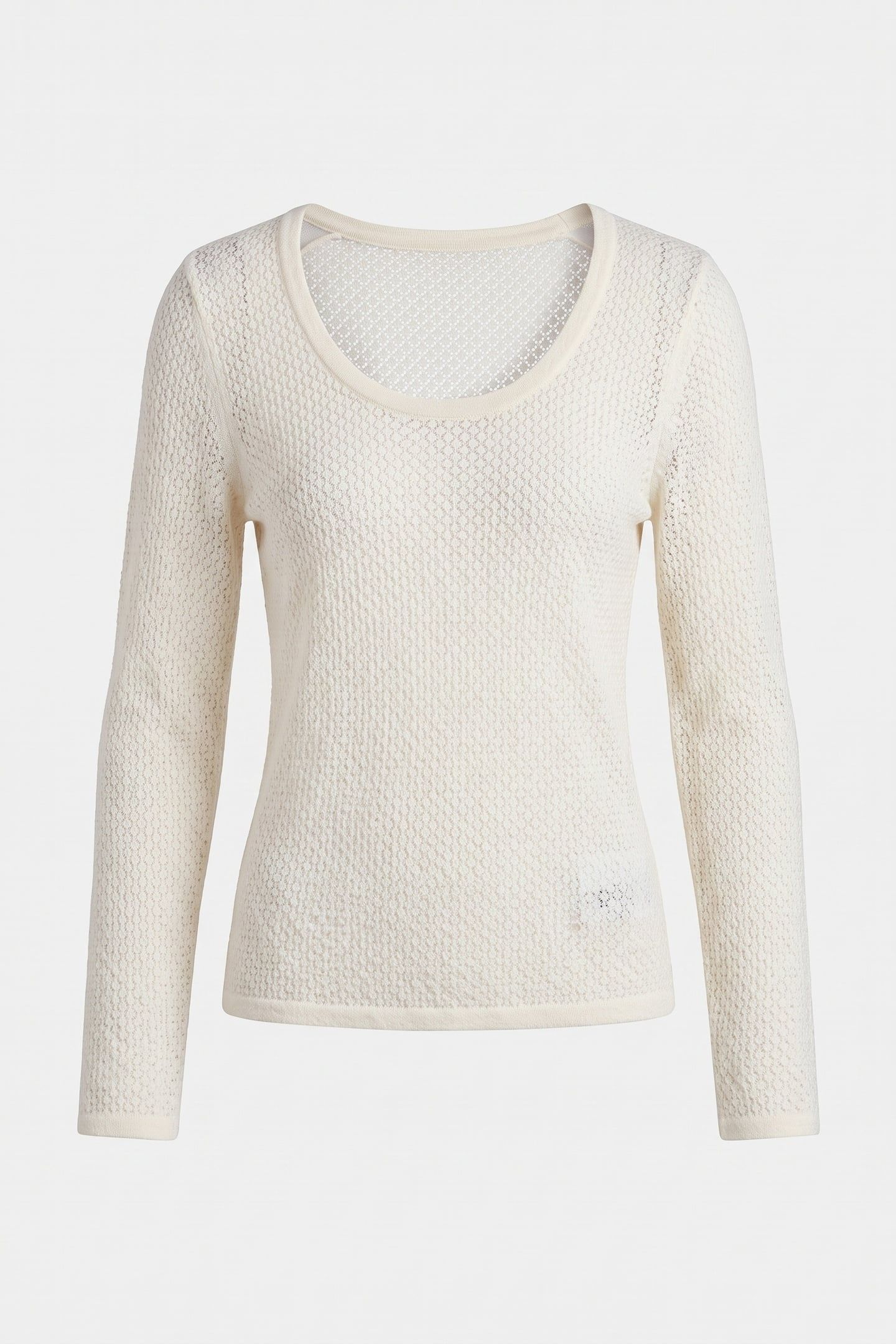 BOUCLE POINTELLE LONG SLEEVE TOP TOFU 3