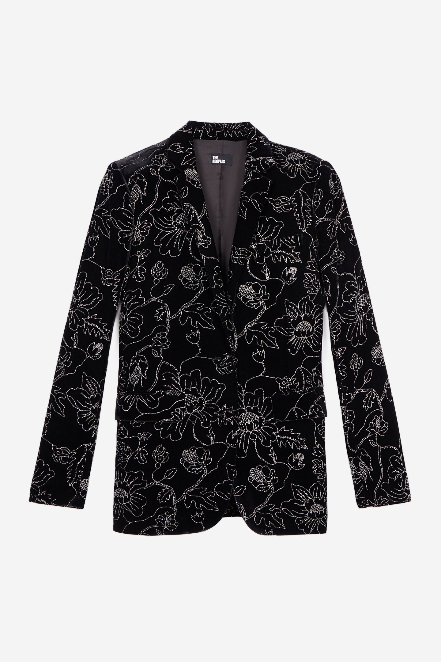 CLASSIC COLLAR SUIT JACKET IN VELVET WITH GLITTERS BLACK 4