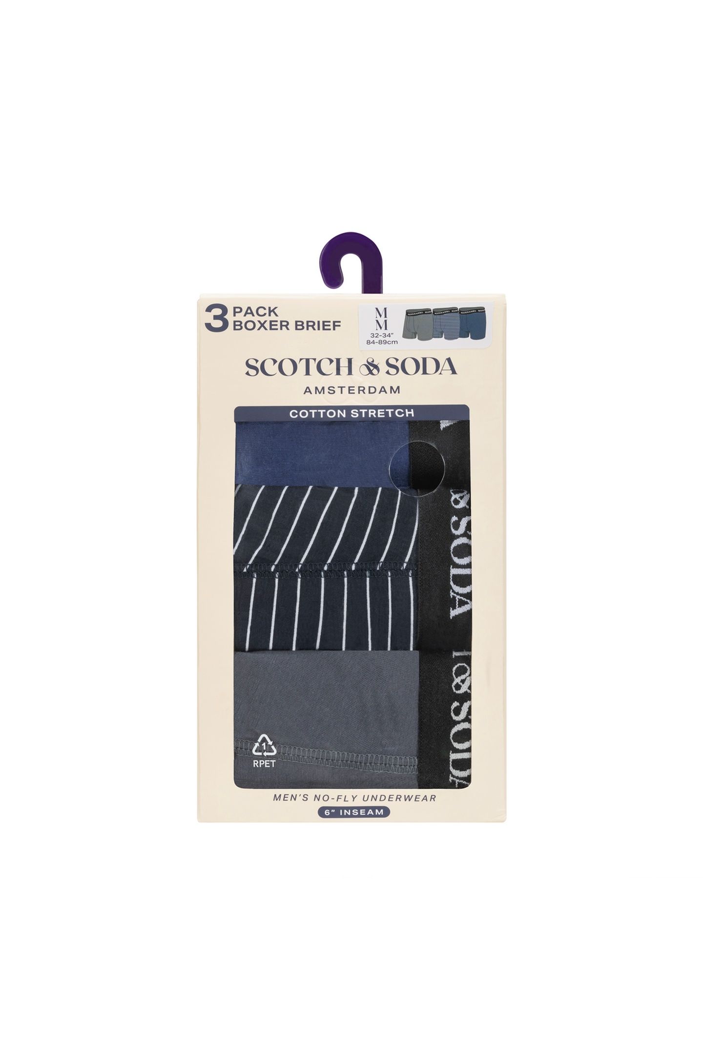 3PK MENS COTTON STRETCH BOXER BRIEF GREY/NAVY 2