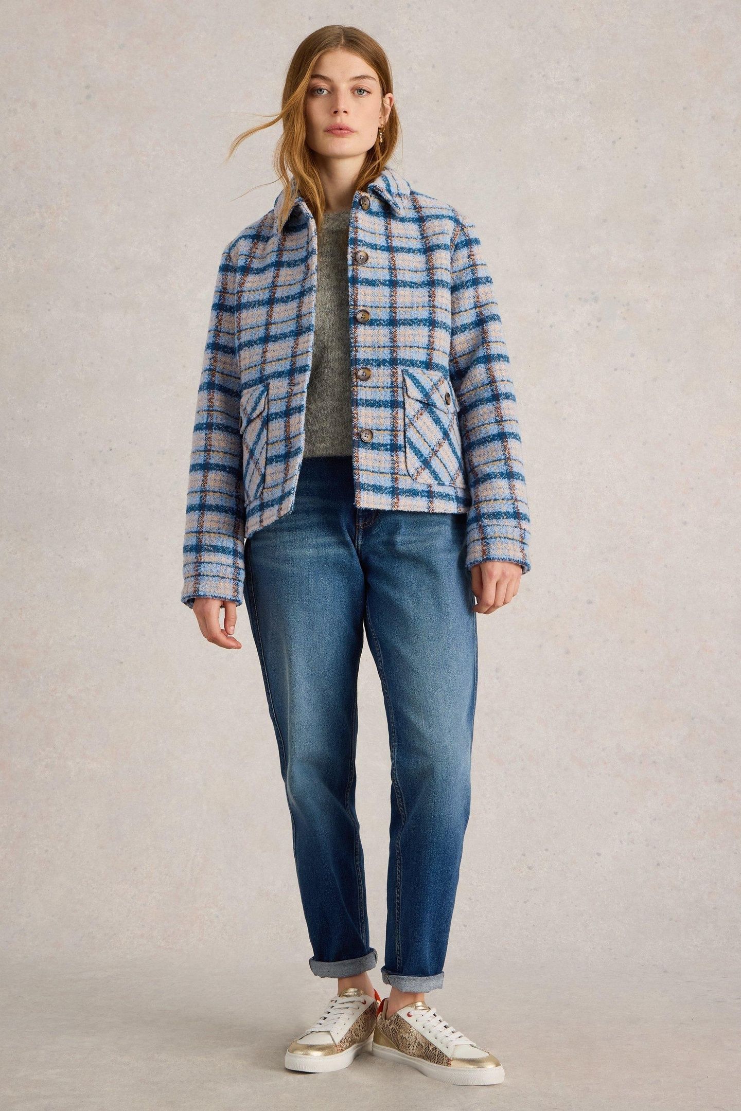 AMELIA CHECK JACKET BLUE MULTI 1