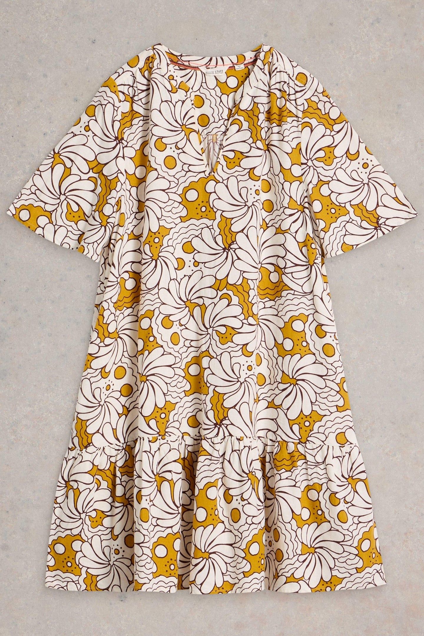 OTTO LINEN BLEND DRESS YELLOW PRINT 5