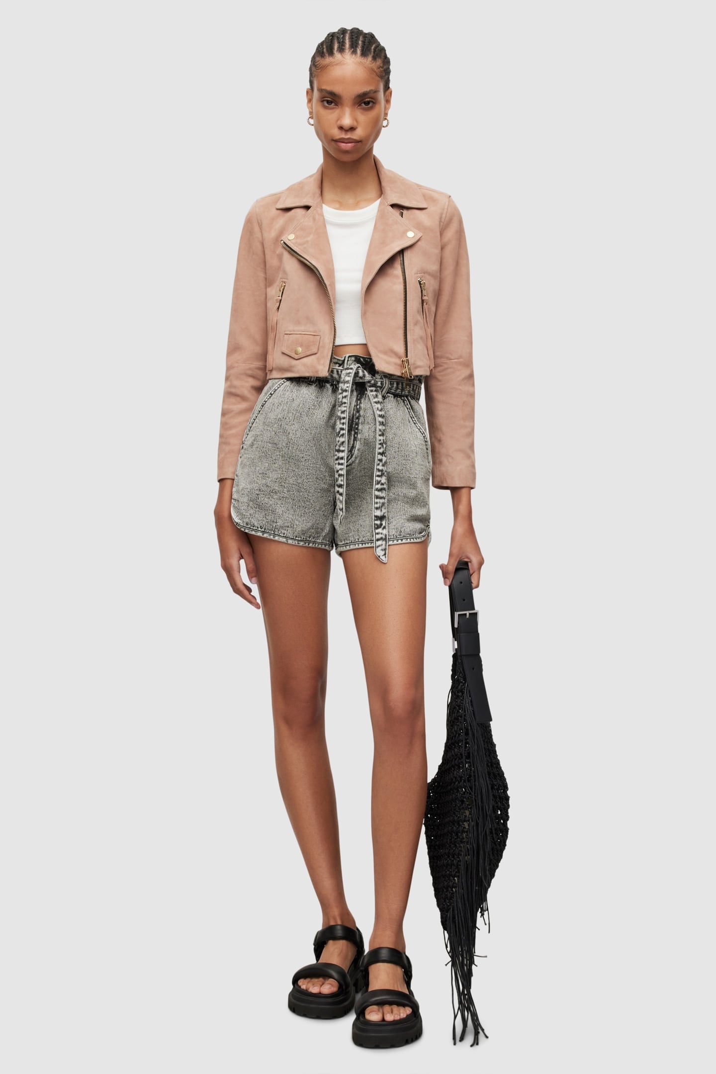 ELORA SUEDE BIKER MISTY PINK 1