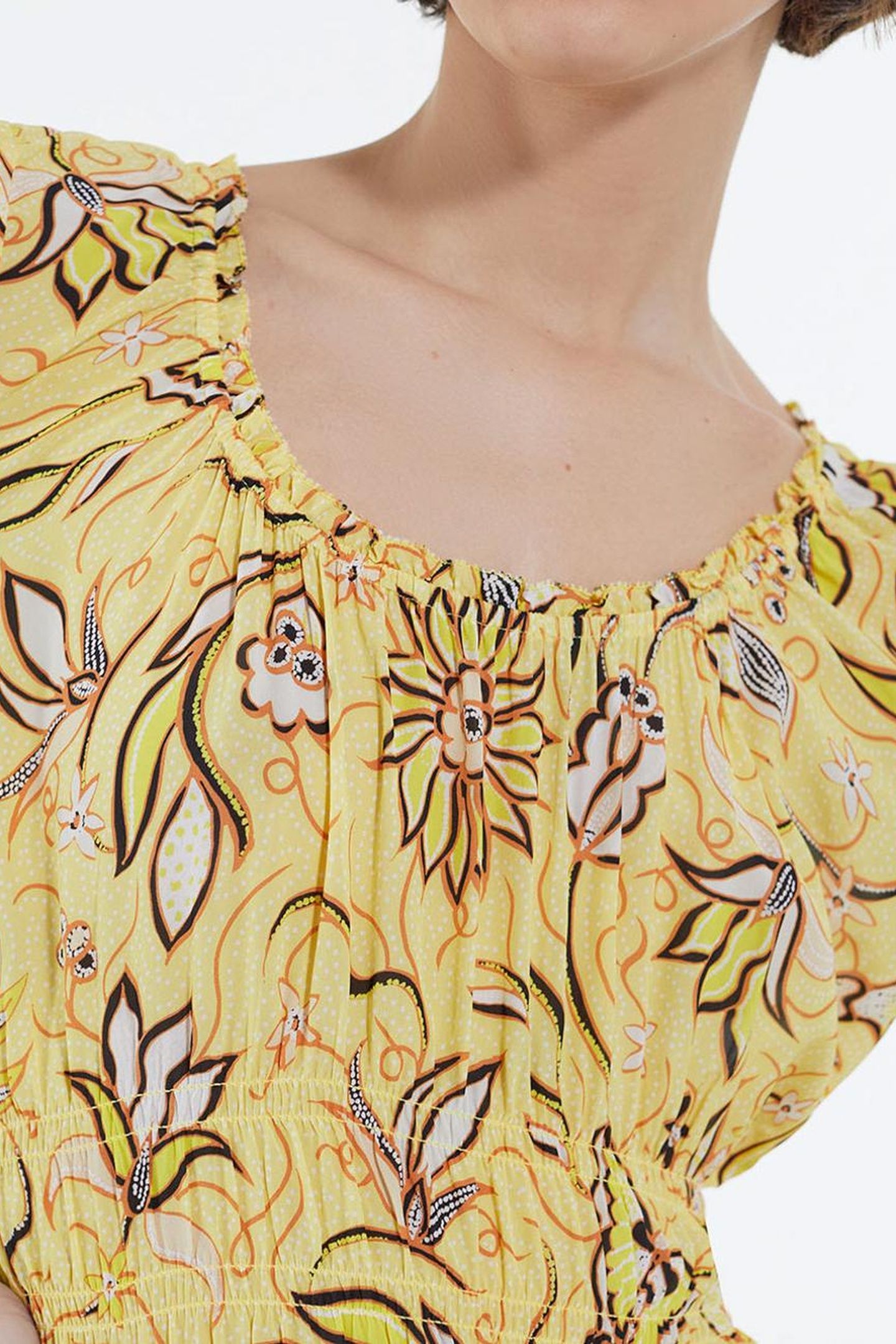 SHORT PUFFY SLEEVE DRESS YELLOW 6