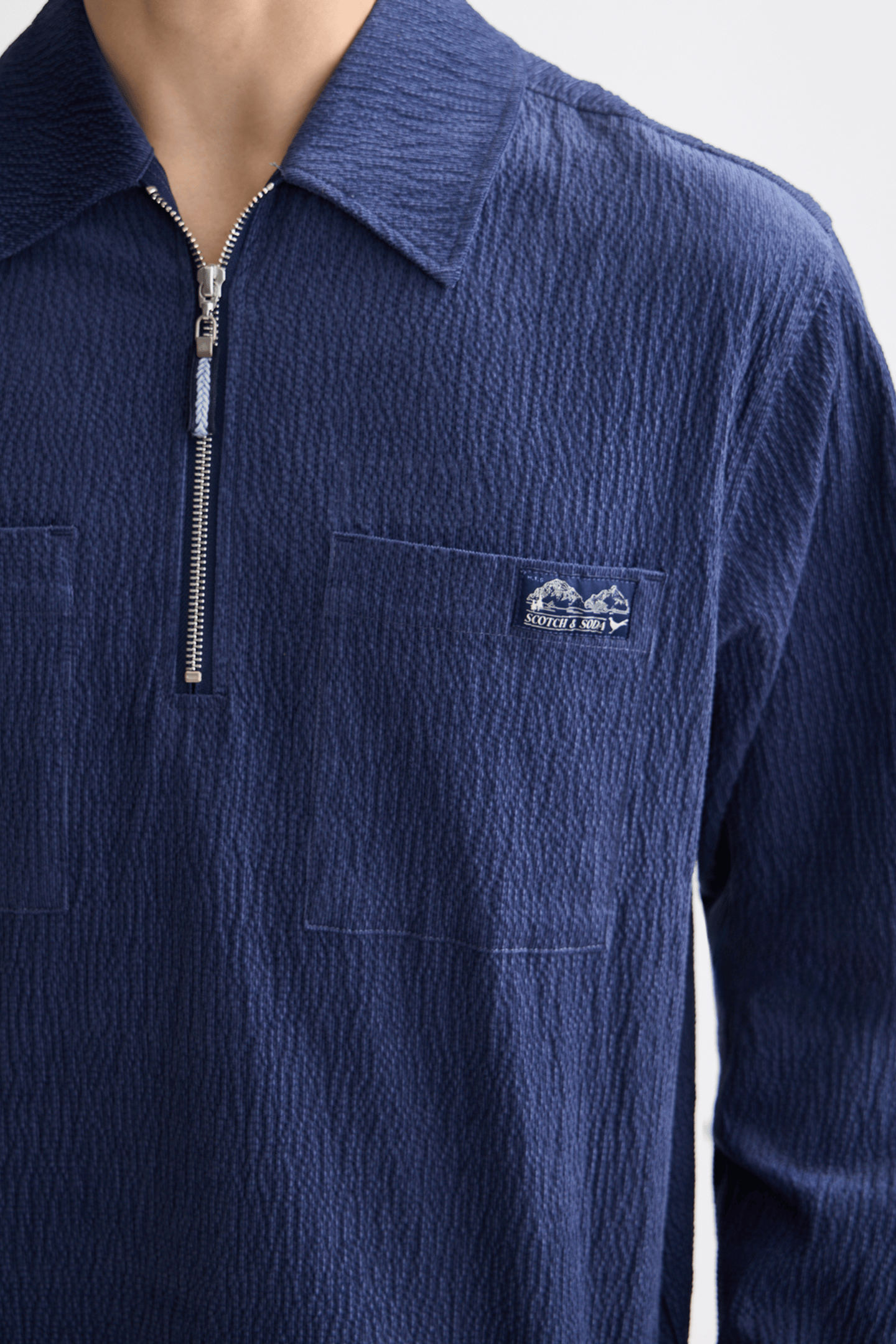 1/4 ZIP CORDUROY SHIRT PEACOAT 7
