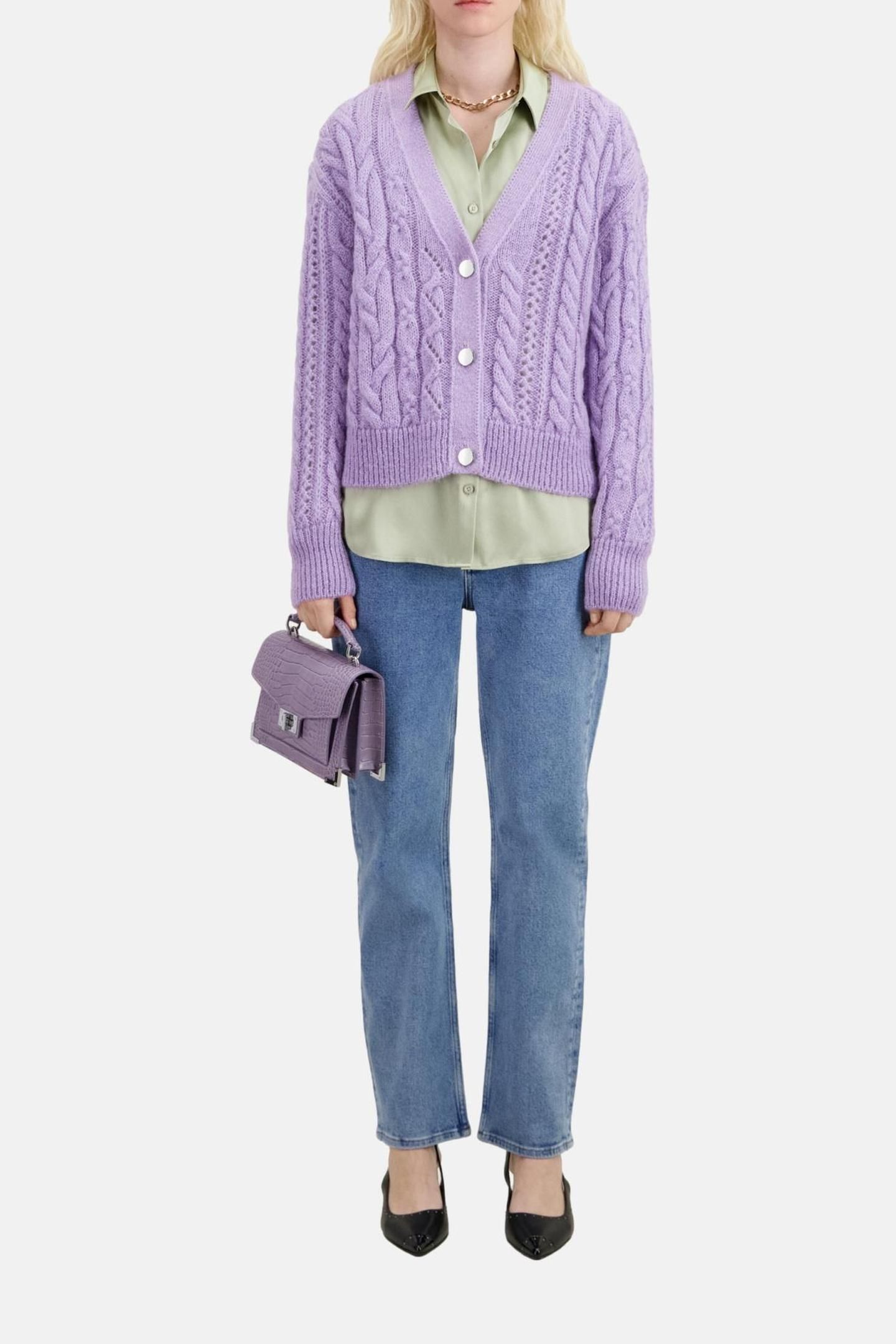 TWISTED BUTTON CARDIGAN VIOLET 2