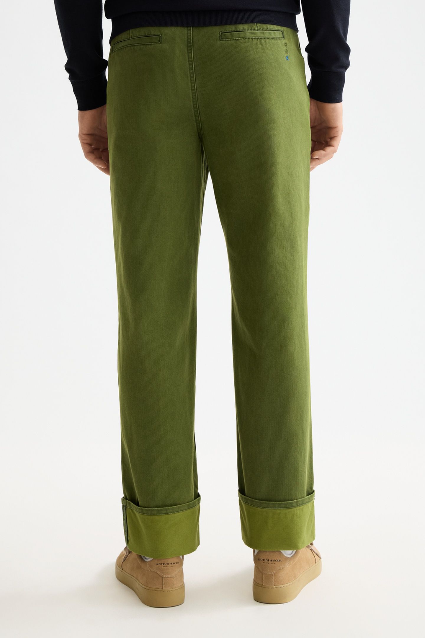 CLARKE- WASHED COTTON-BLEND HERRINGBONE STRAIGHT FIT CHINO C 3