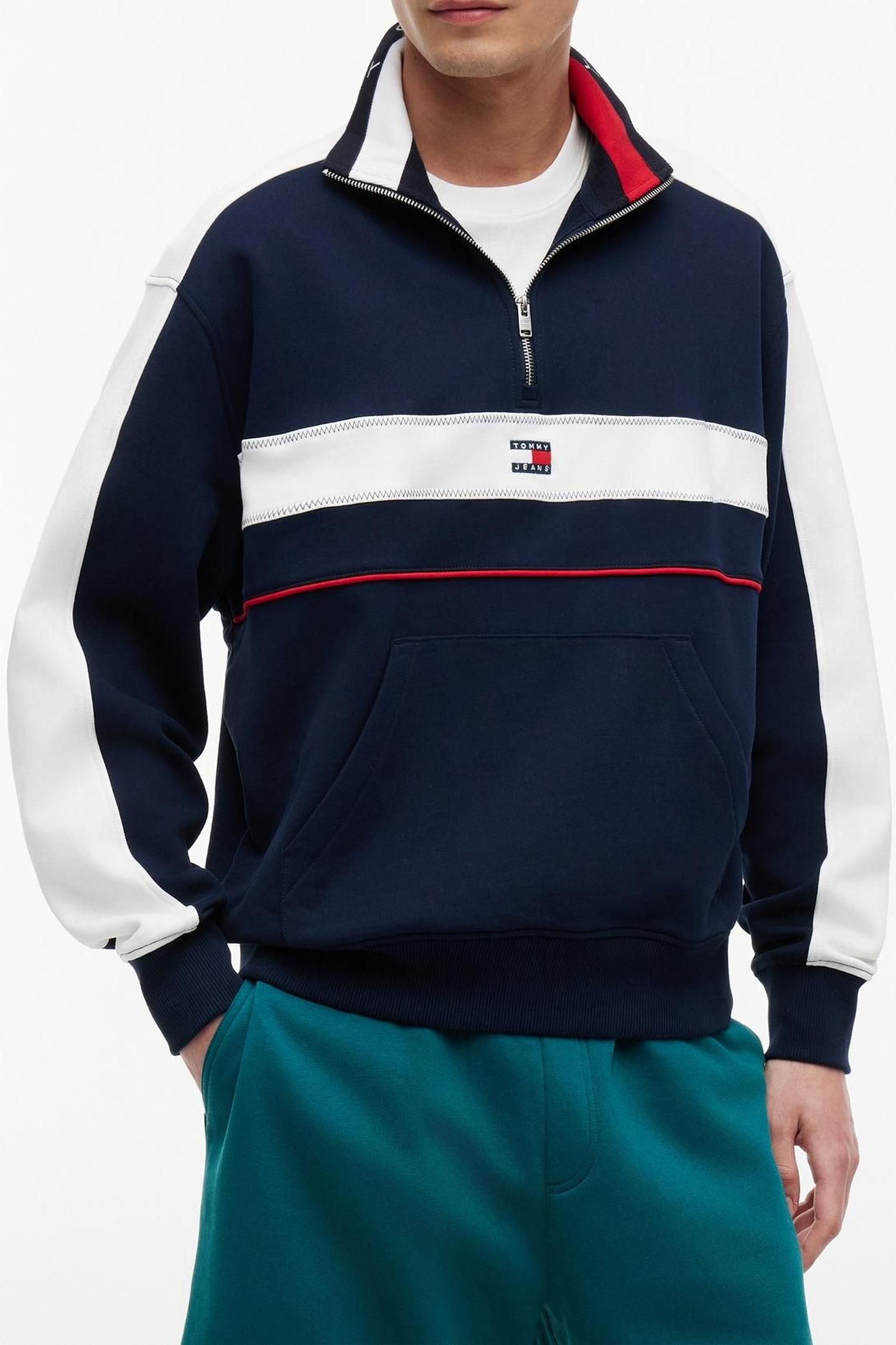RELAXED COLORBLOCK QUARTER ZIP DARK NIGHT NAVY 1
