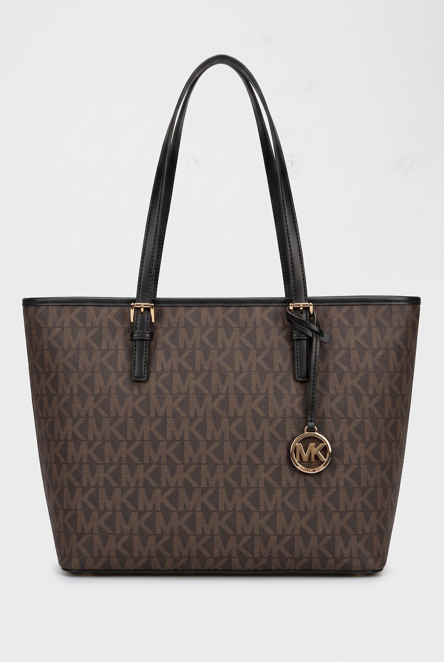 TOP ZIP TOTE BROWN/BLK 2