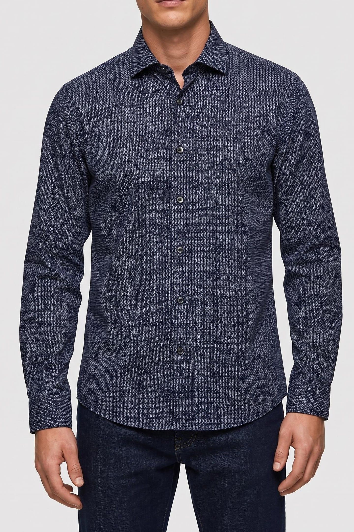 SLIM ESSENTIAL POPLIN SHIRT NAVY 1