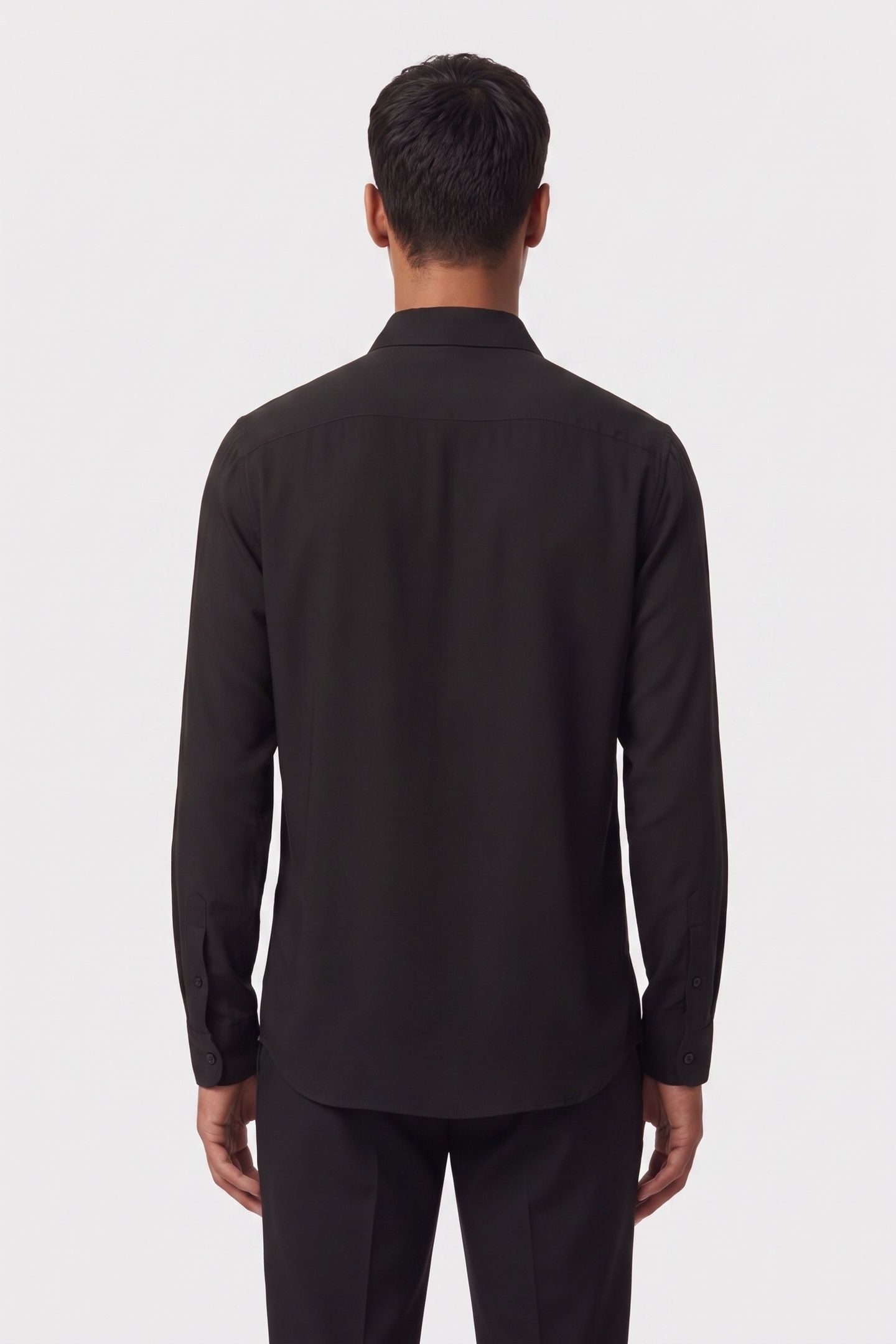 LONG-SLEEVED SILK SHIRT WITH RABBOTTED COLLAR BLACK 2