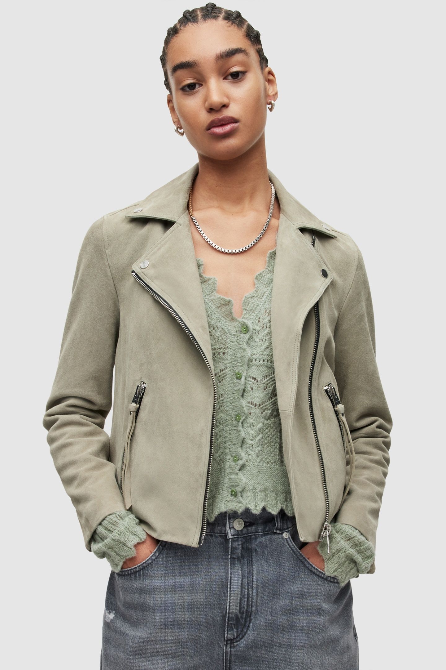 SUEDE DALBY BIKER PISTACHIO GREEN 2