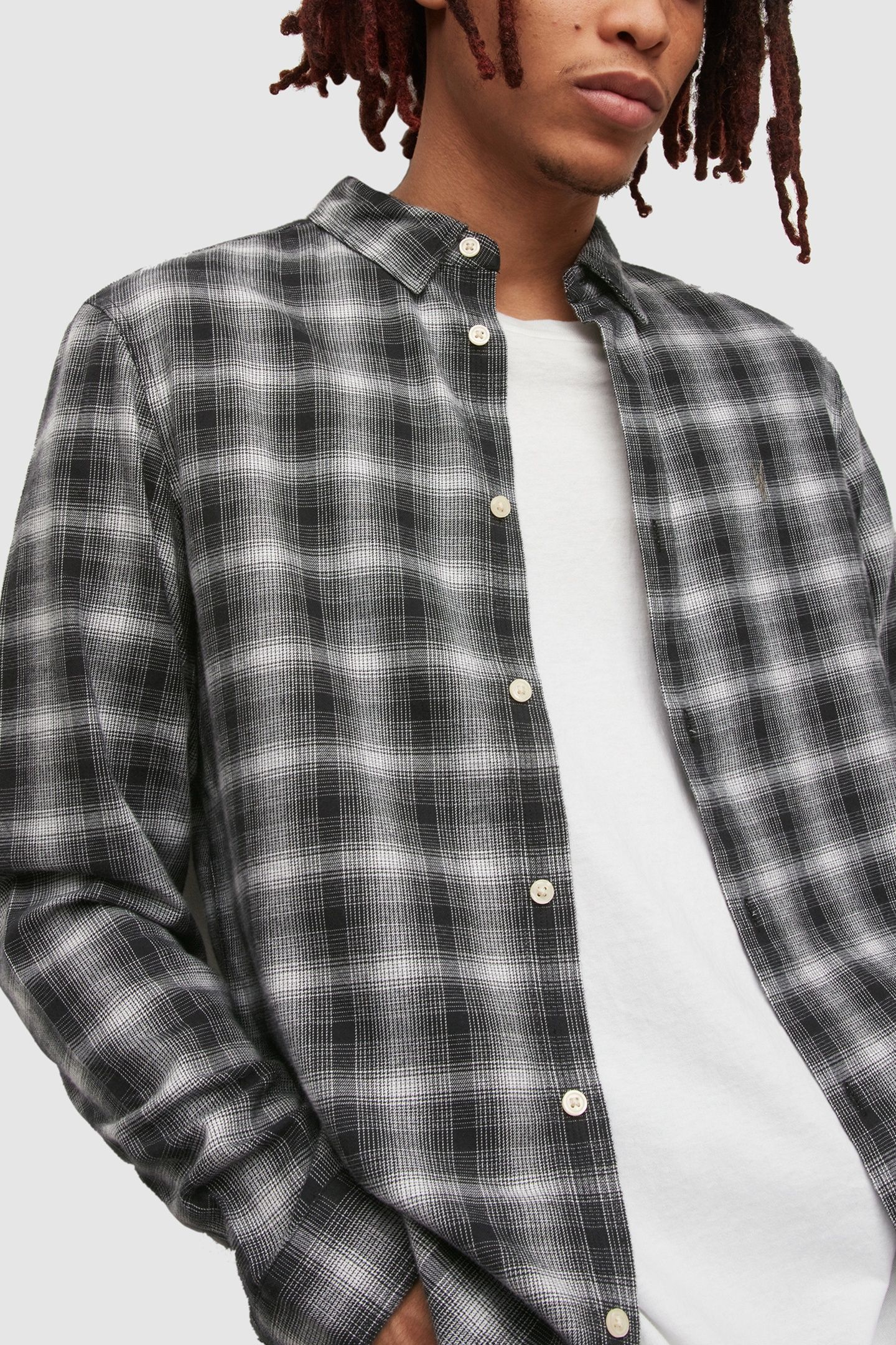AINO LS SHIRT JET BLK/OFF WHITE 5