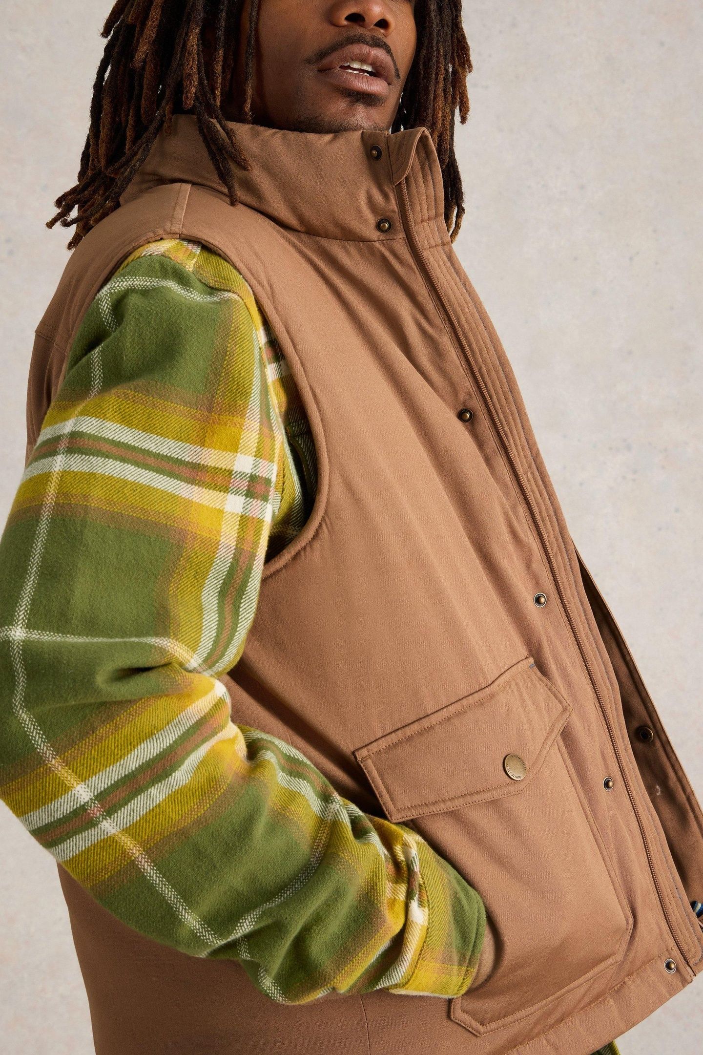 CANVAS GILET MID TAN 4