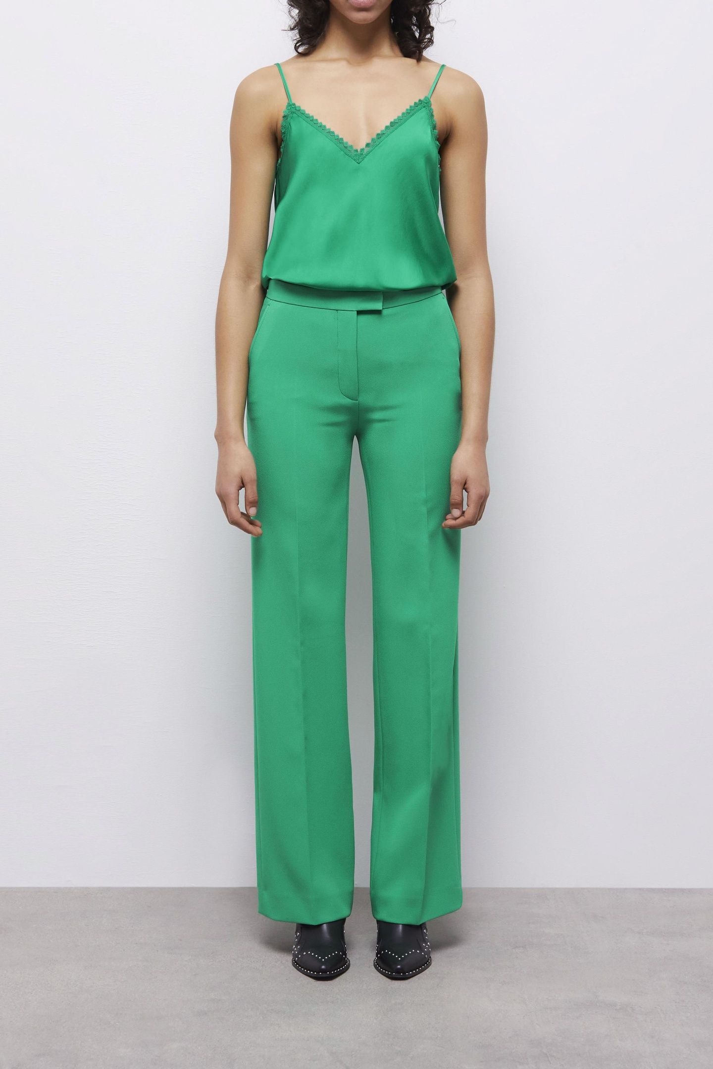 STRAIGHT-LEG SUIT TROUSERS GREEN 1