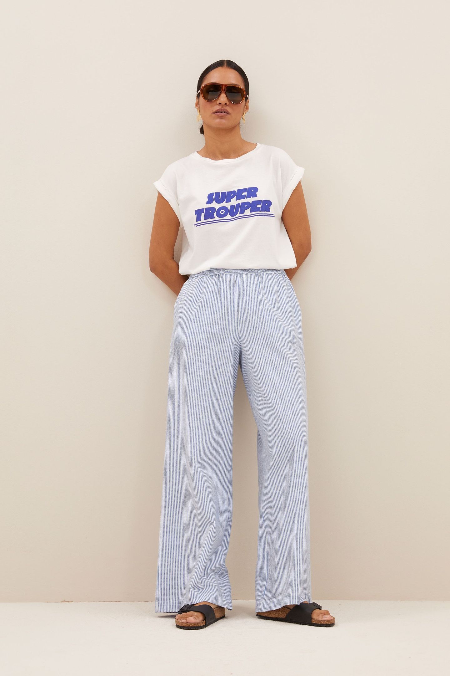 RANDY STRIPE PANTS BLUE SEER STRIPE 2