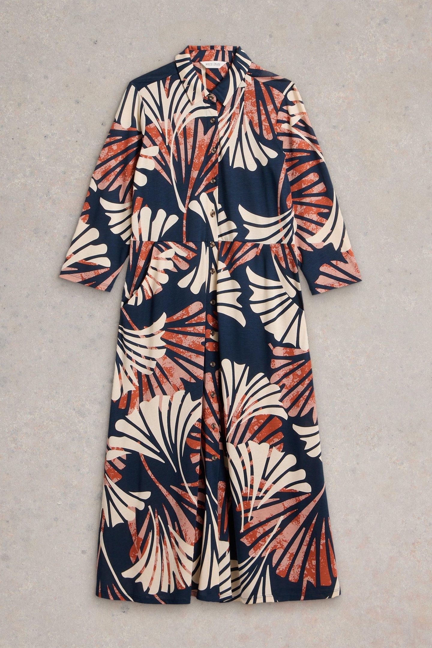 RUA JERSEY SHIRT DRESS NAVY MULTI 4