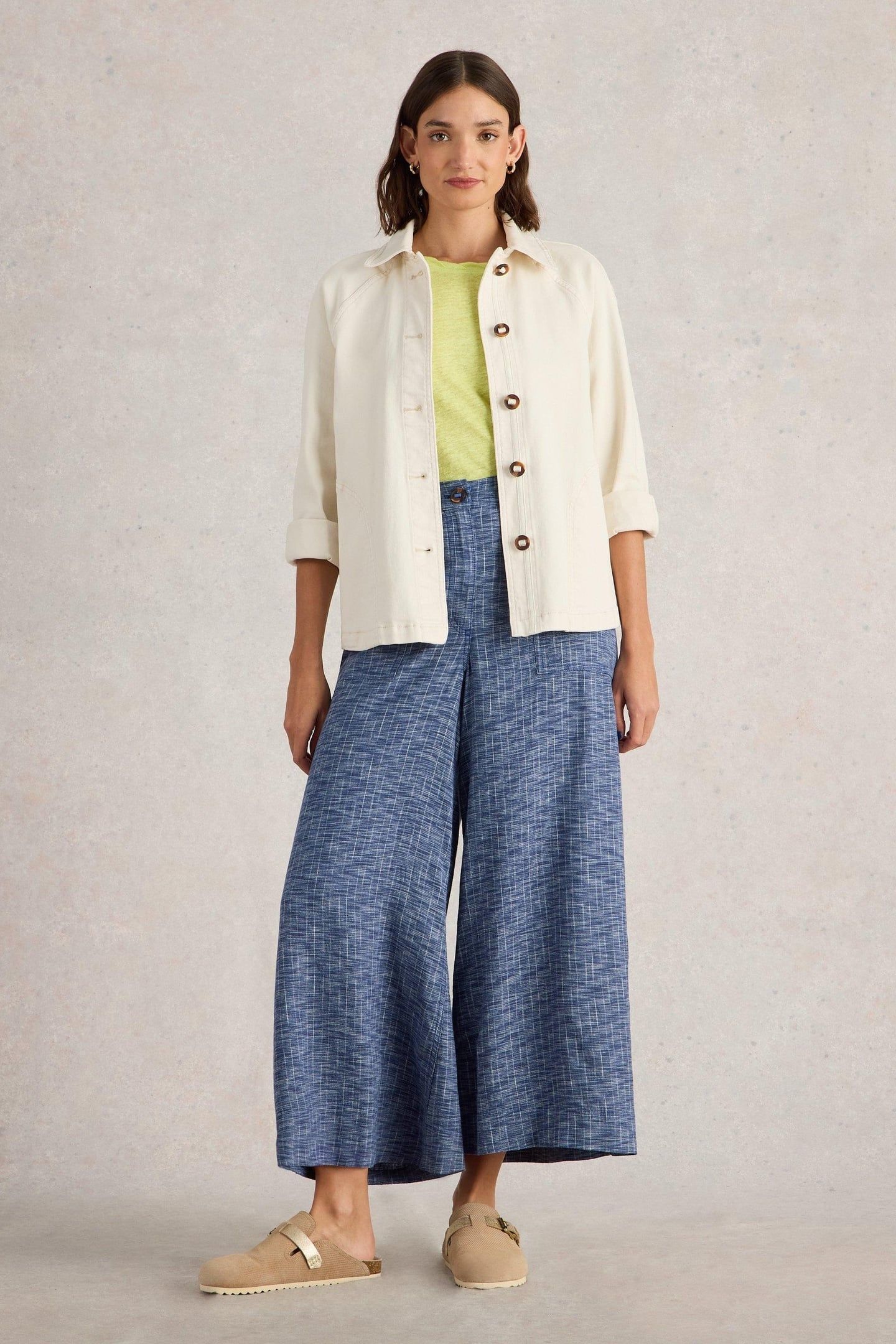 ROXY LINEN BLEND CULOTTE BLUE MULTI 1