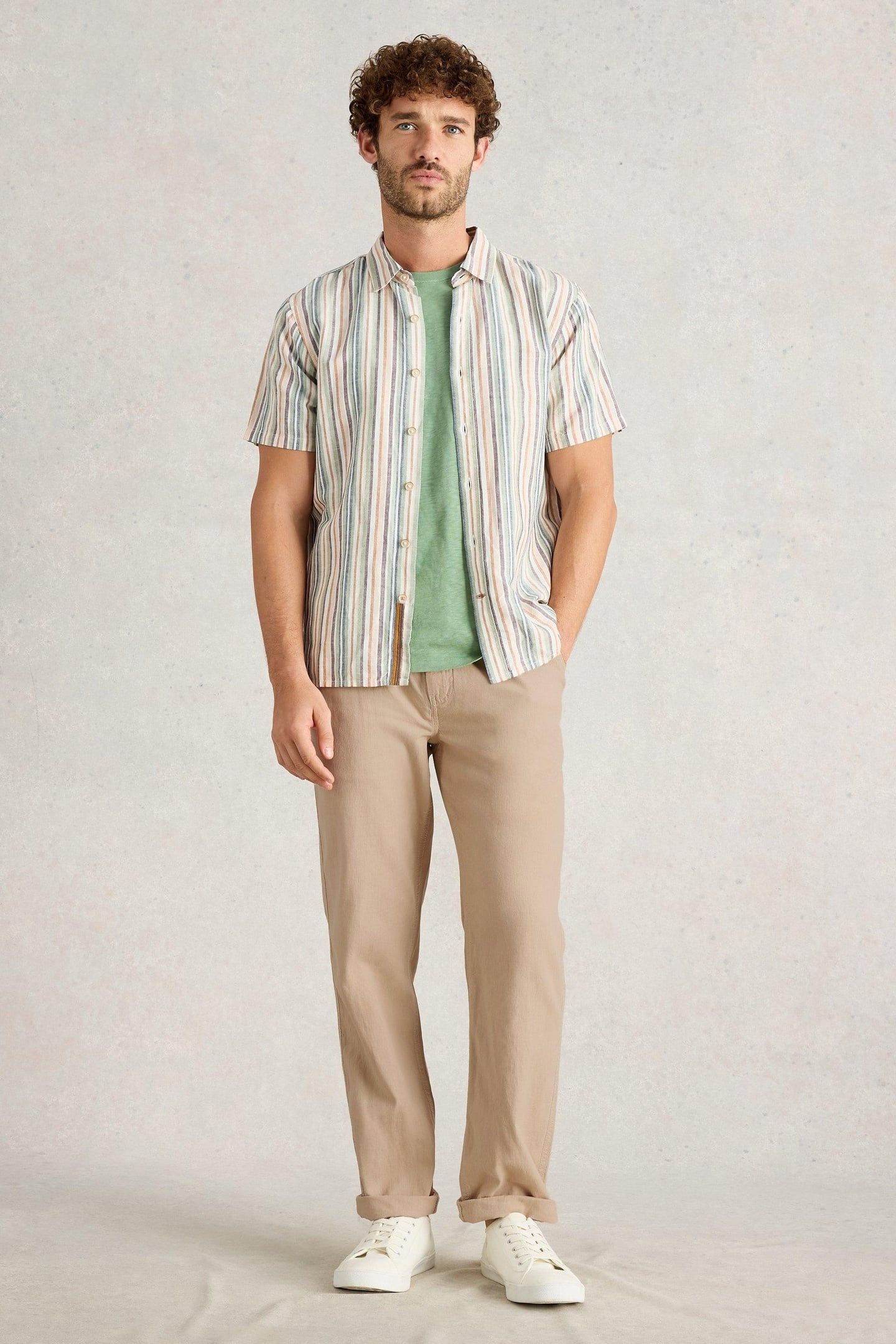 DRAWSTRING LINEN BLEND TROUSER LIGHT NATURAL 1