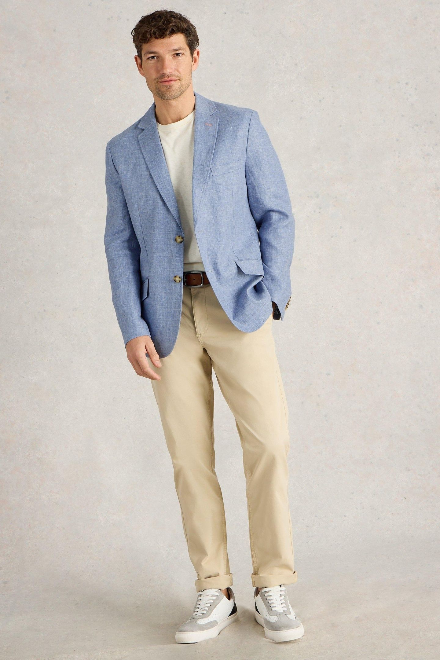 LINEN BLAZER MID BLUE 2