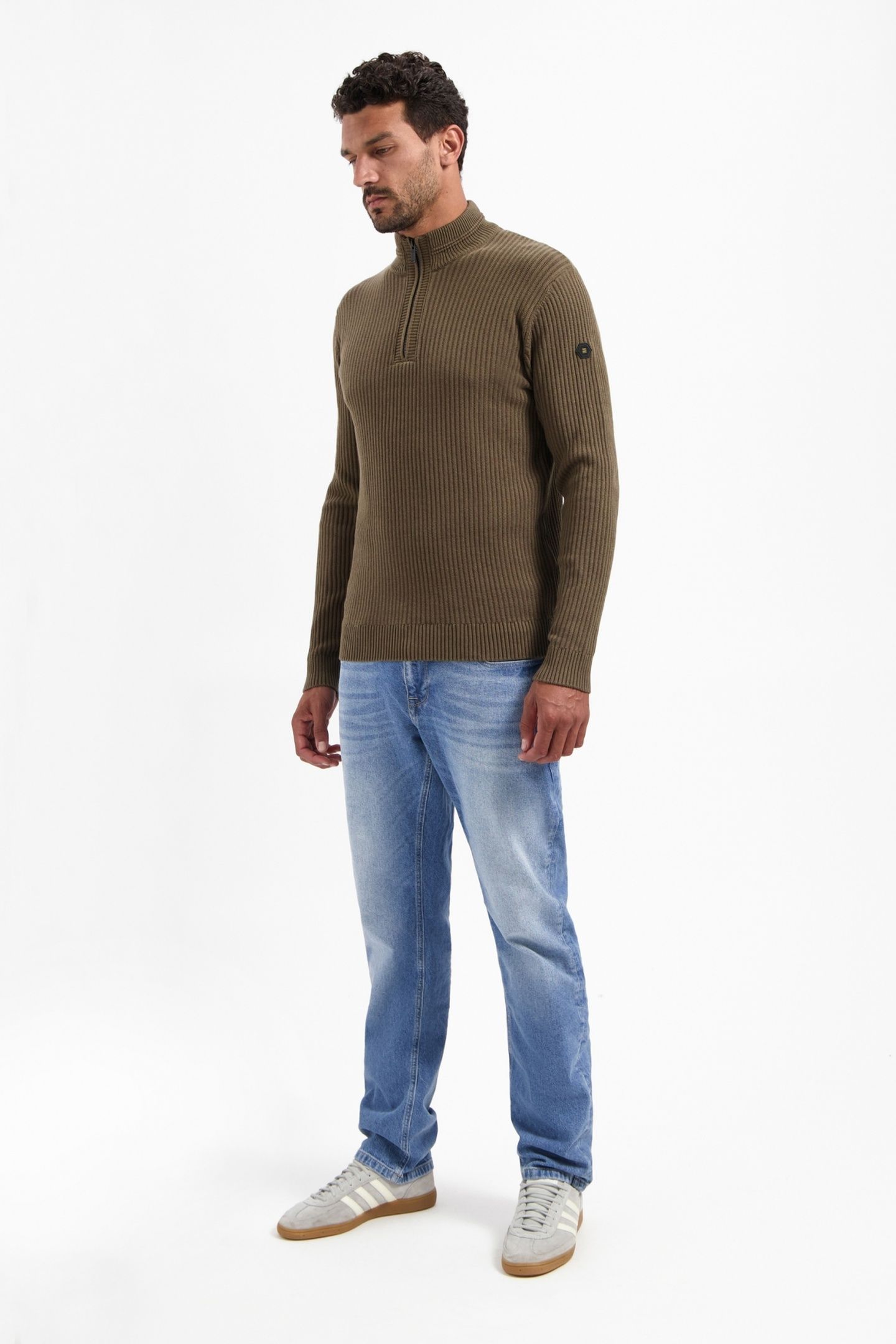 PULLOVER HALF ZIP RIB VARIATION TAUPE 2