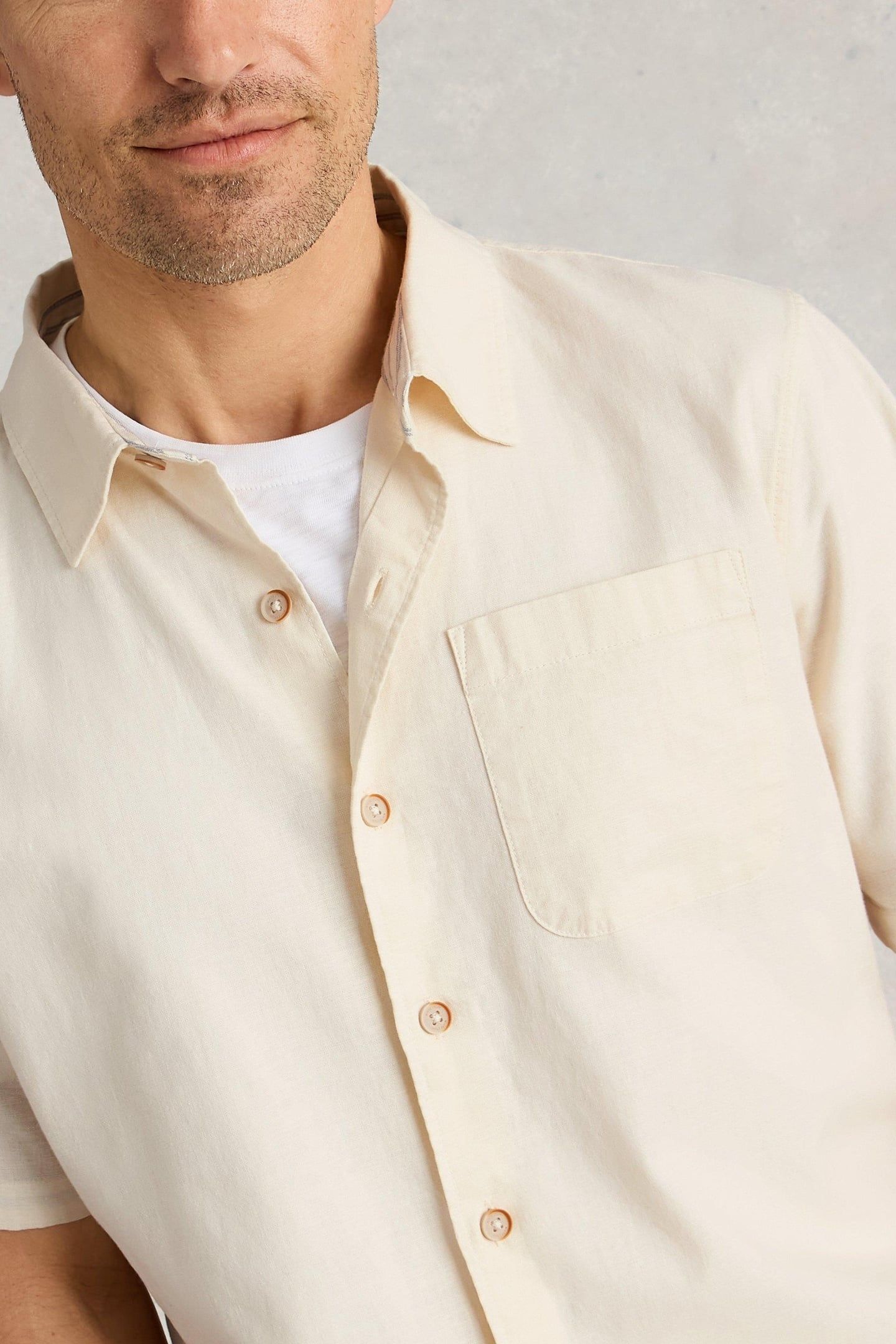 ELY LINEN COTTON SS SHIRT NATURAL WHITE 4