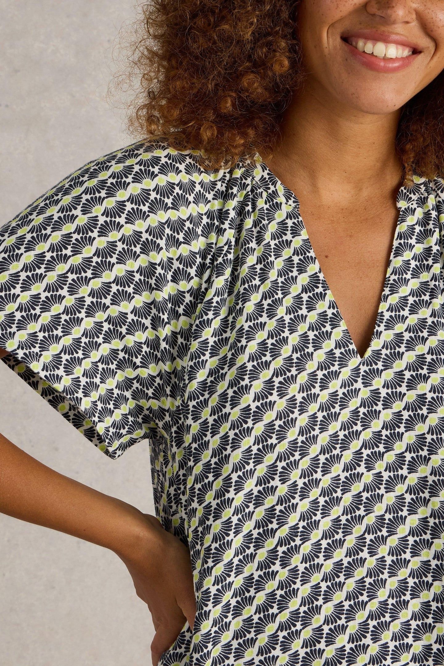 LINDSAY LINEN BLEND DRESS IVORY PRINT 5