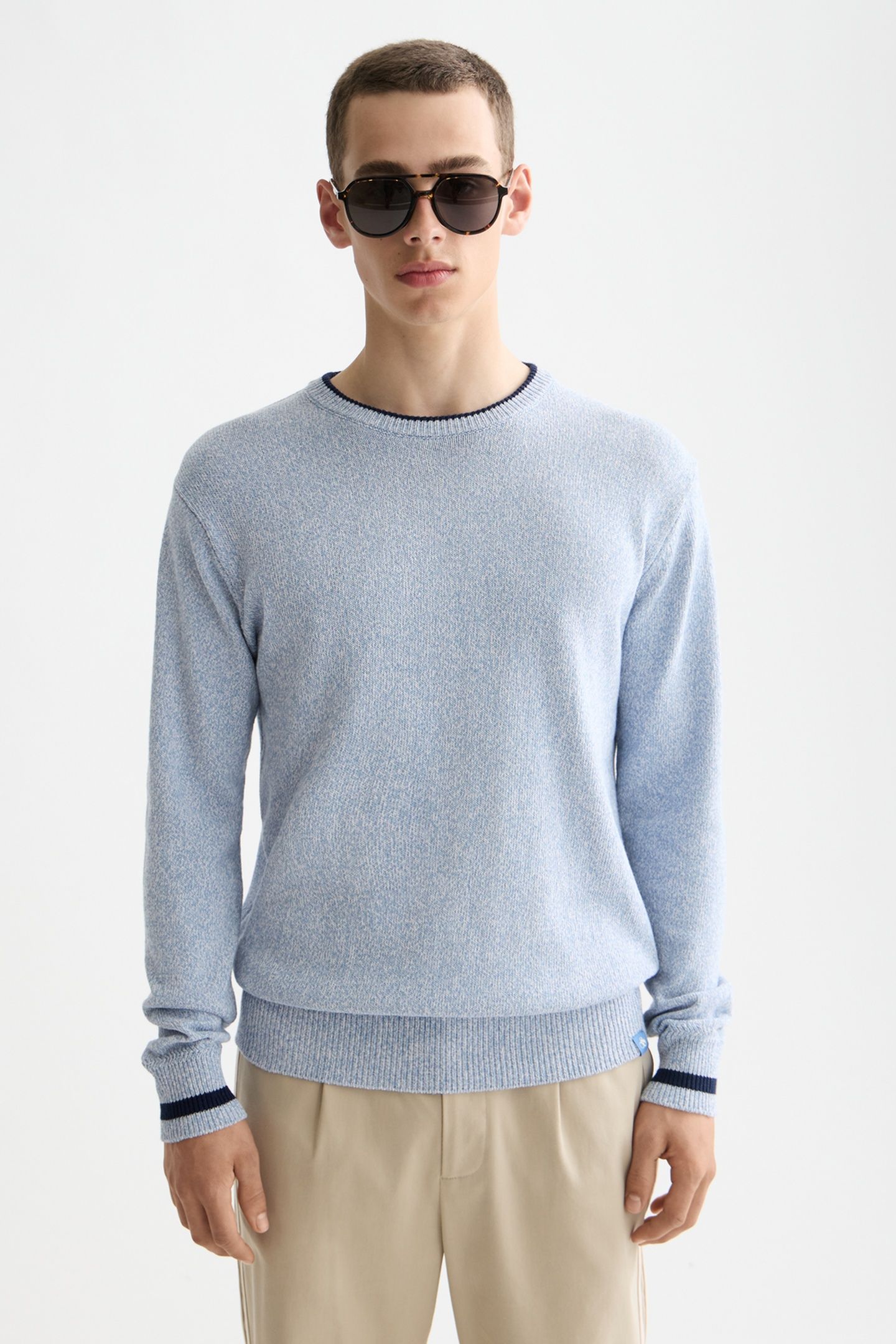 MELANGE REGULAR FIT CREW NECK FADED DENIM MELANGE 1