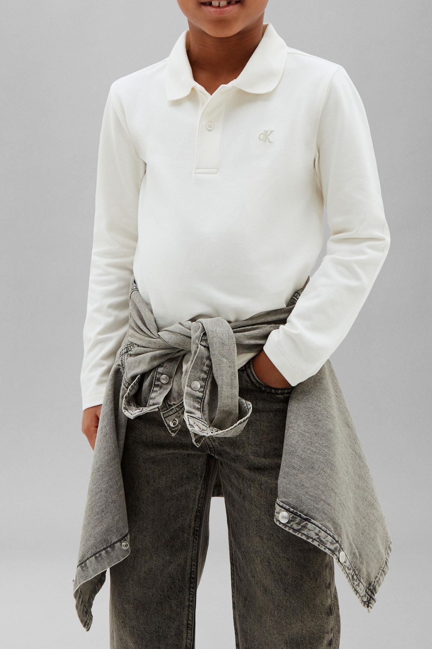 BOYS SOLID PIQUE POLO LONG SLEEVE TOFU 1